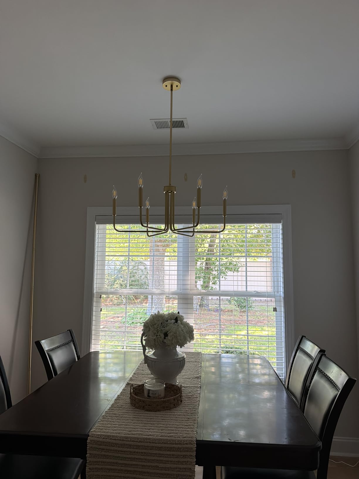Black and Gold Chandelier, 6-Light Farmhouse Chandelier for Dining Room Lighting Fixtures Hanging, Dining Light Fixtures Industrial Modern Light Fixture for Bedroom, Foyer, Living Room and Entryway customer photo 1