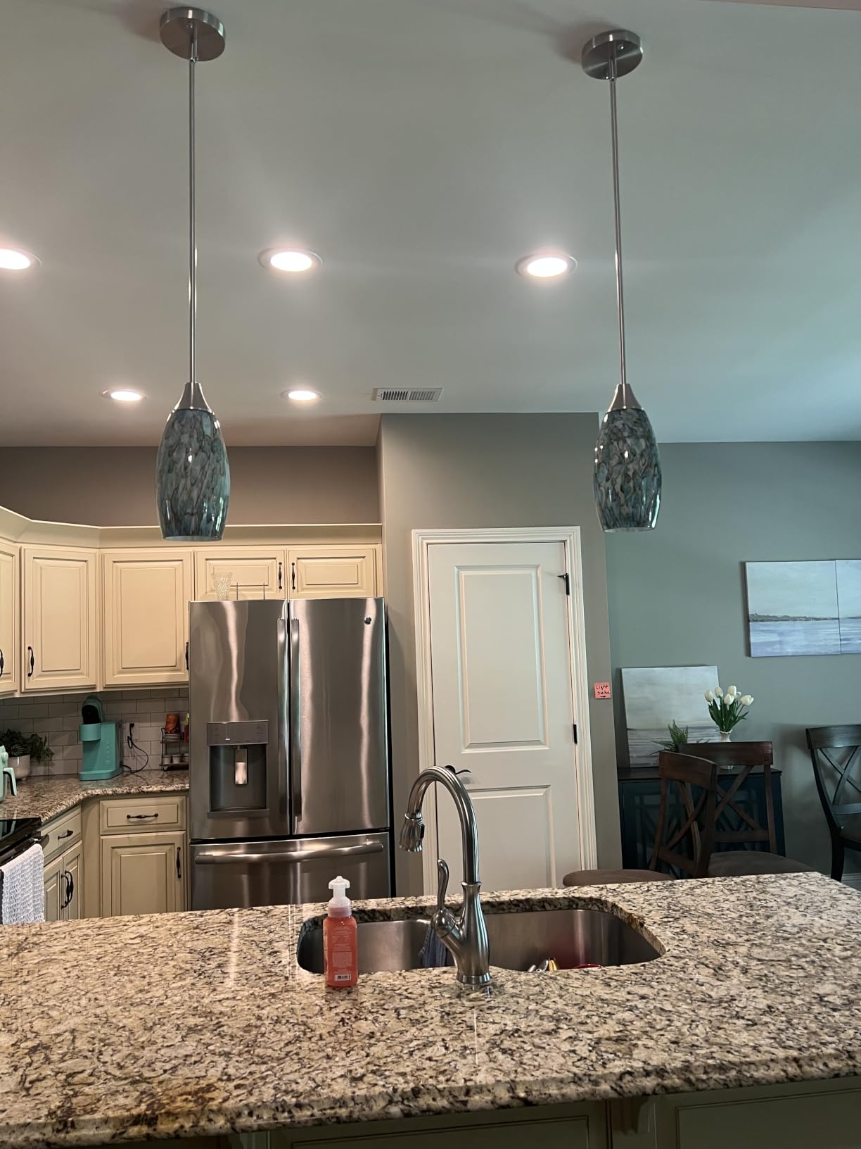EDISHINE Pendant Light Kitchen Island Grey Marble Glass Brushed Nickel customer photo 1