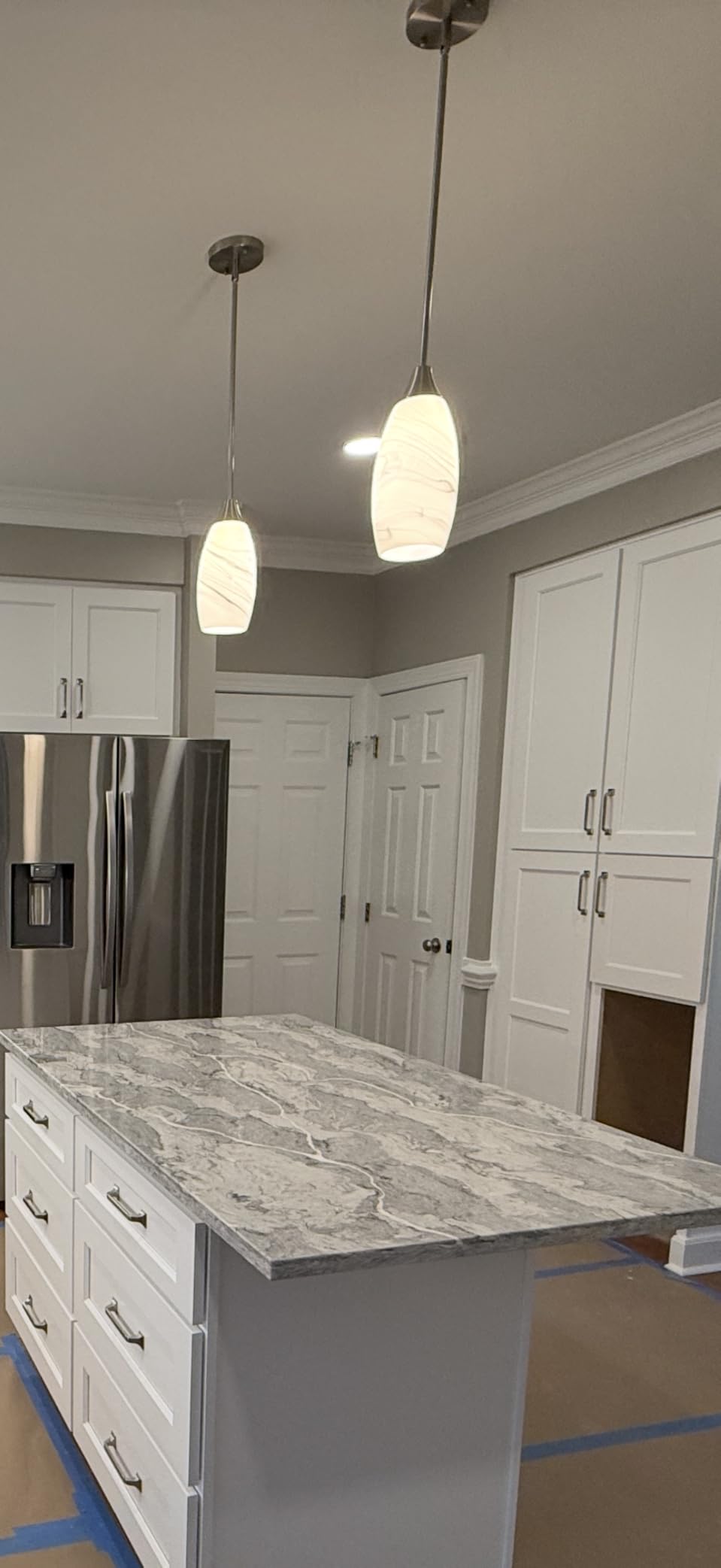 EDISHINE Pendant Light Kitchen Island Grey Marble Glass Brushed Nickel customer photo 2