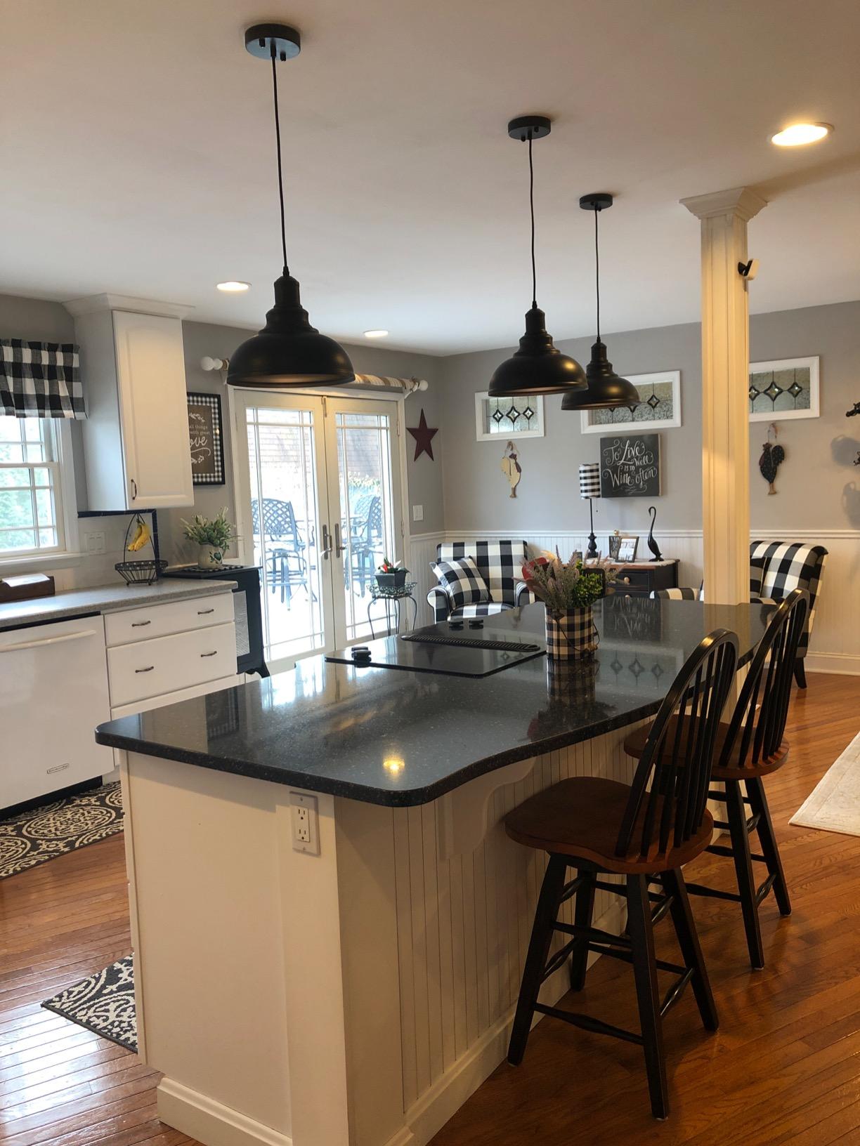 Pendant Lights, Farmhouse Pendant Lamp with Metal Shade (White Inside), Matte Black Industrial Pendant Lighting for Kitchen Island, Dining Room, Bedroom, Hallway customer photo 1
