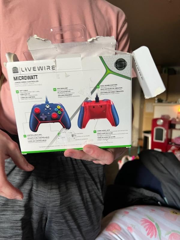 Wired Controller for Xbox Series X|S, Xbox One & Windows 10/11 PC - Junior Controller with LED Lighting, Non-Slip Grip, Rumble Feedback - Surge Livewire Microwatt (Blue) customer photo 1