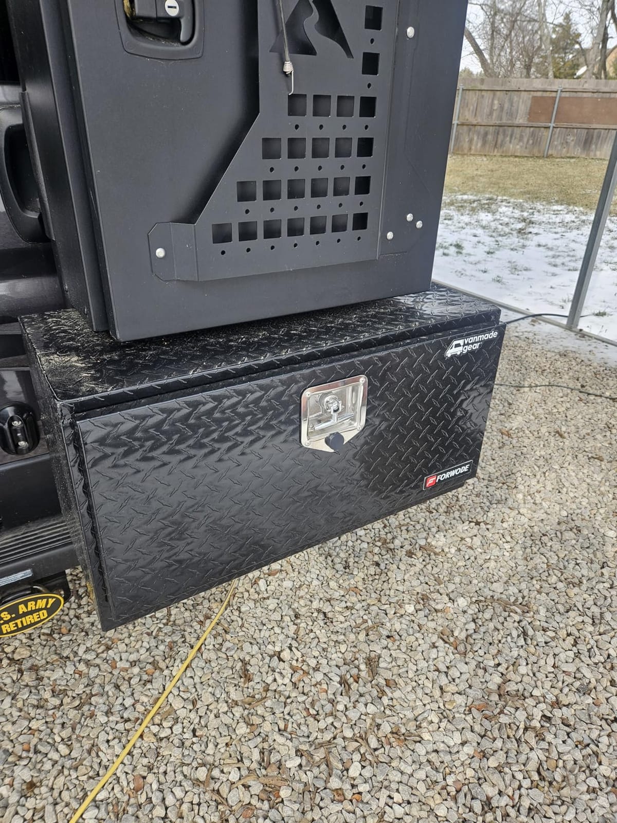 FORWODE 36x17x18 Inch Underbody Truck Tool Box Aluminum Trailer Tool Box with Lock & Foldable T-Handle Waterproof Truck Storage Box for Pickup Truck, Trailer, RV, ATV, Indoor（BLACK） customer photo 2