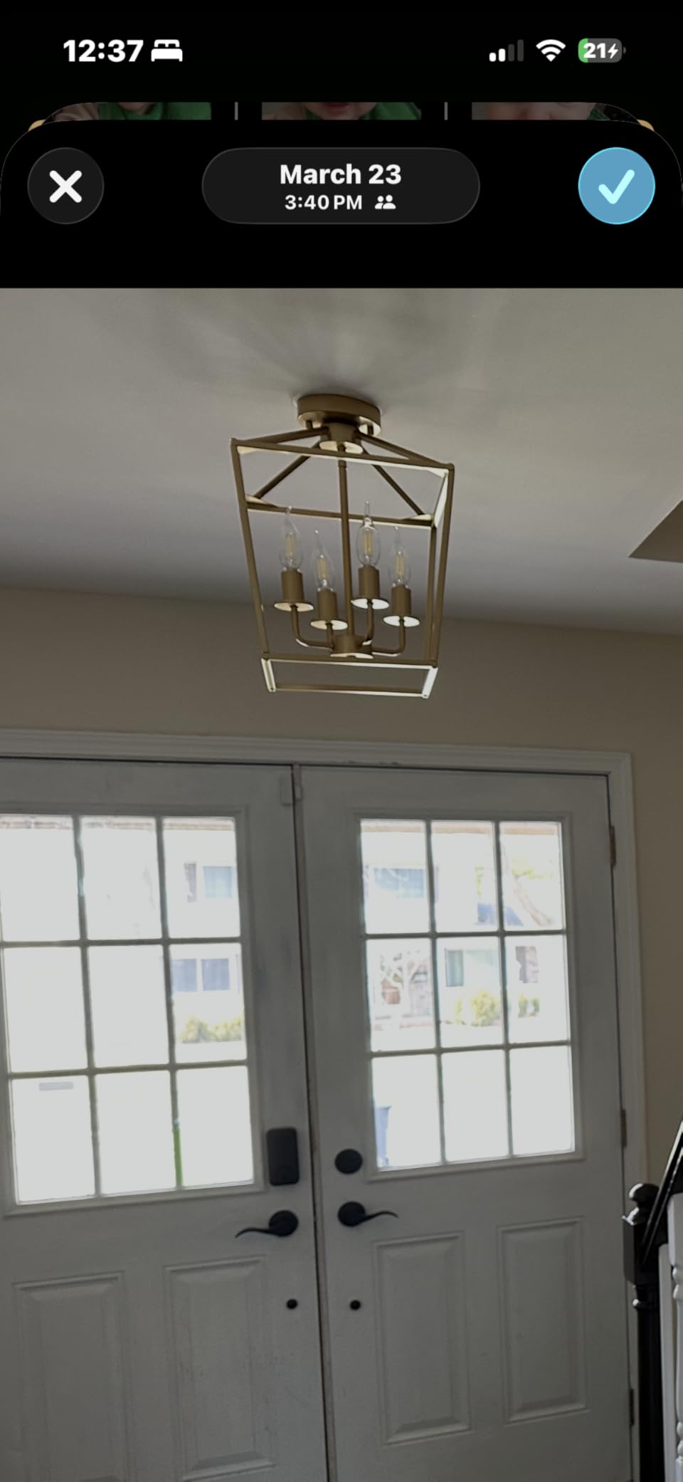 Industrial 4 Lights Chandelier, Gold Lantern Ceiling Light Fixtures with Rustic Metal Cage Adjustable Height Farmhouse Geometric Hanging Light for Kitchen Island, Dining Room, Entryway, UL Listed customer photo 2