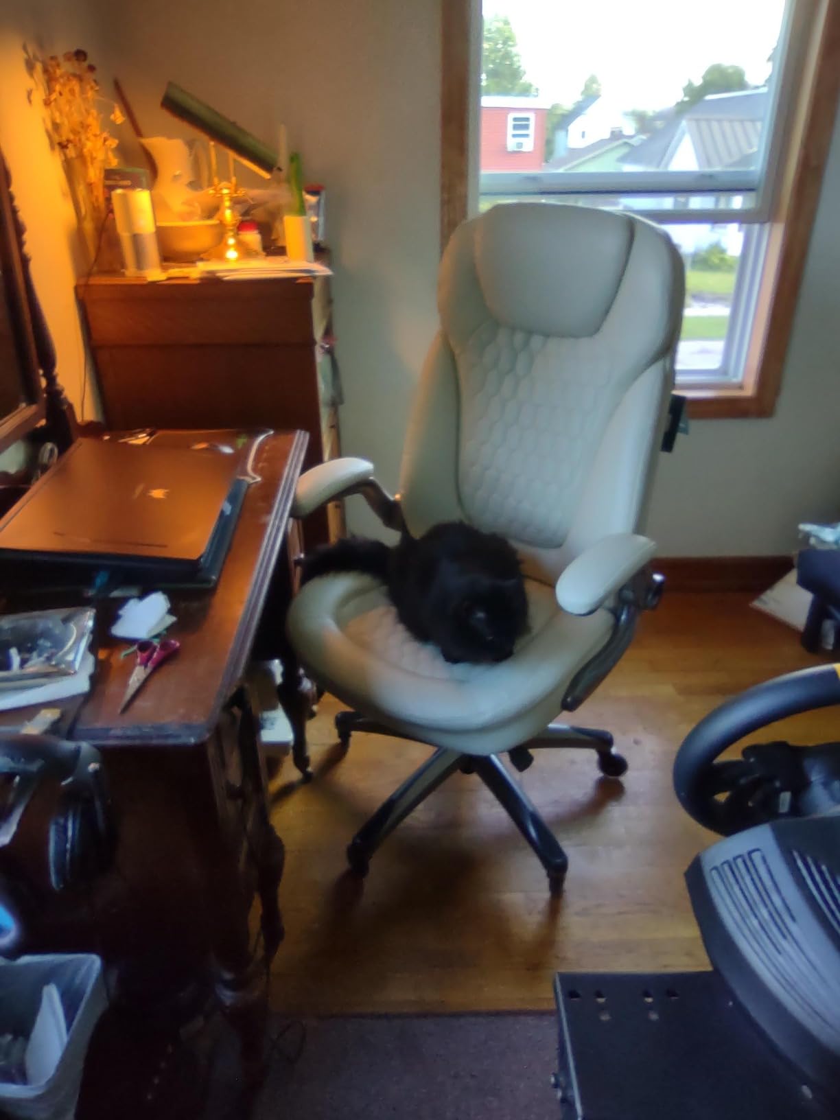 Executive Office Chair-Ergonomic Computer Desk Chair with Upgraded Caster for Swivel, High Back Office Chair with Padded Flip-up Arms,Leather Chair Thicken Seat for Comfort customer photo 1