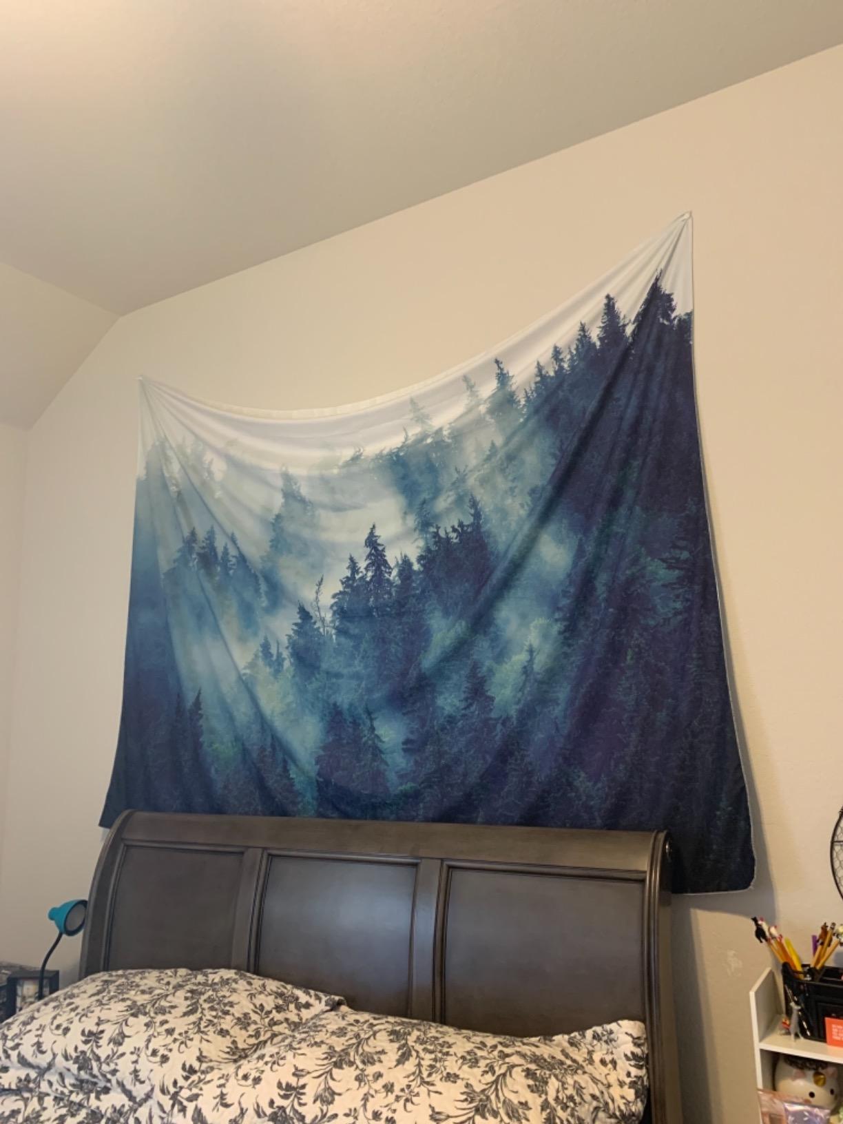 EMMTEEY Forest Tapestry 80X60 Inch Starry Night Sky with Dark Stars customer photo 2