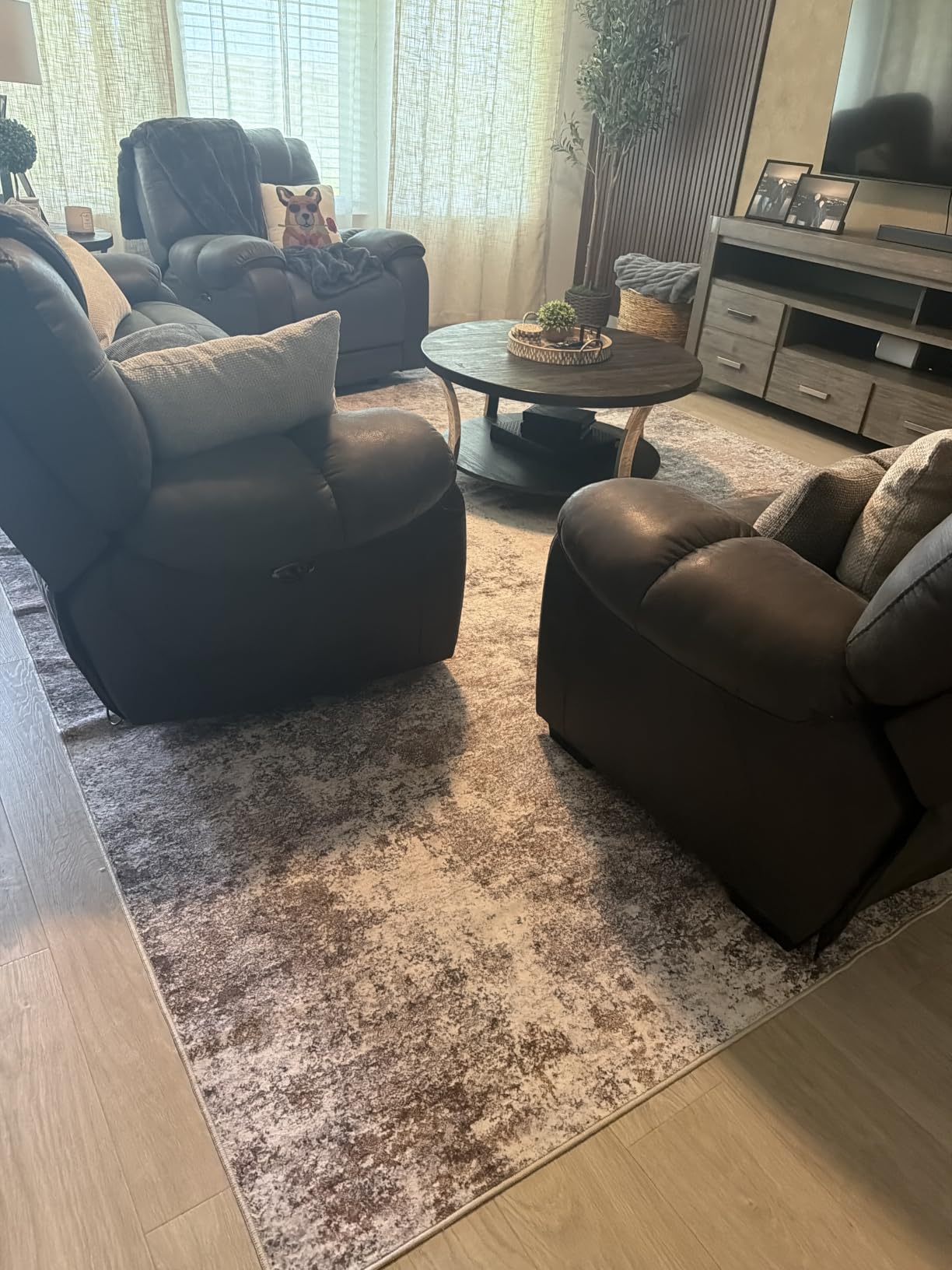 UERMEI 8x10 Area Rug Living Room Rugs - Washable Neutral Modern Abstract Soft Thin Large Rug Indoor Floor No Slip Rug Carpet for Bedroom Under Dining Table Home Office Decor - Brown Grey customer photo 1
