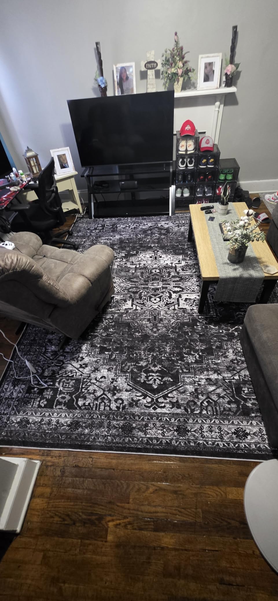 UERMEI 8x10 Area Rug Living Room Rugs - Washable Neutral Modern Abstract Soft Thin Large Rug Indoor Floor No Slip Rug Carpet for Bedroom Under Dining Table Home Office Decor - Brown Grey customer photo 2