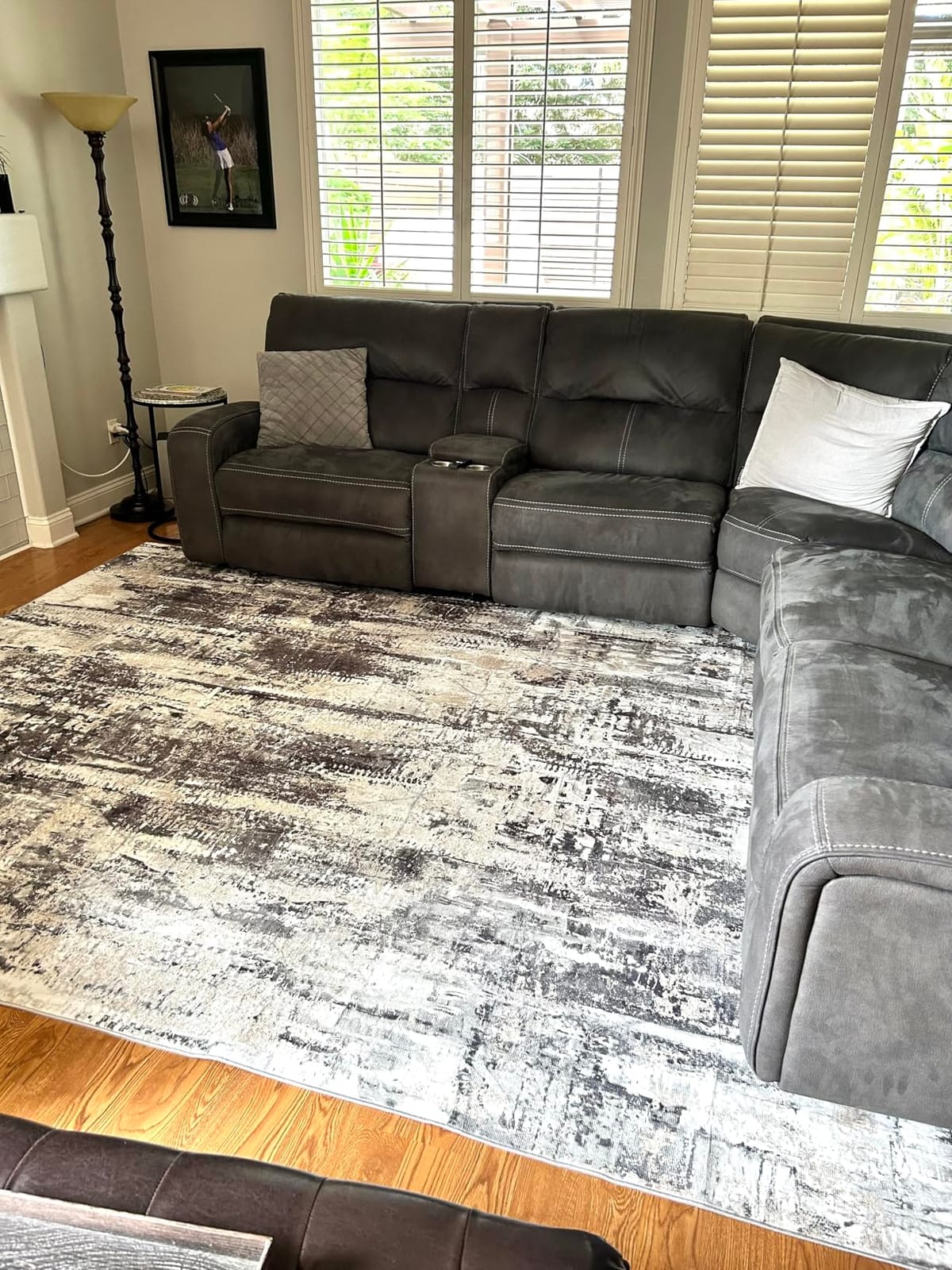 8x10 Area Rugs for Living Room: Washable Abstract Black Grey Gold Carpet customer photo 2