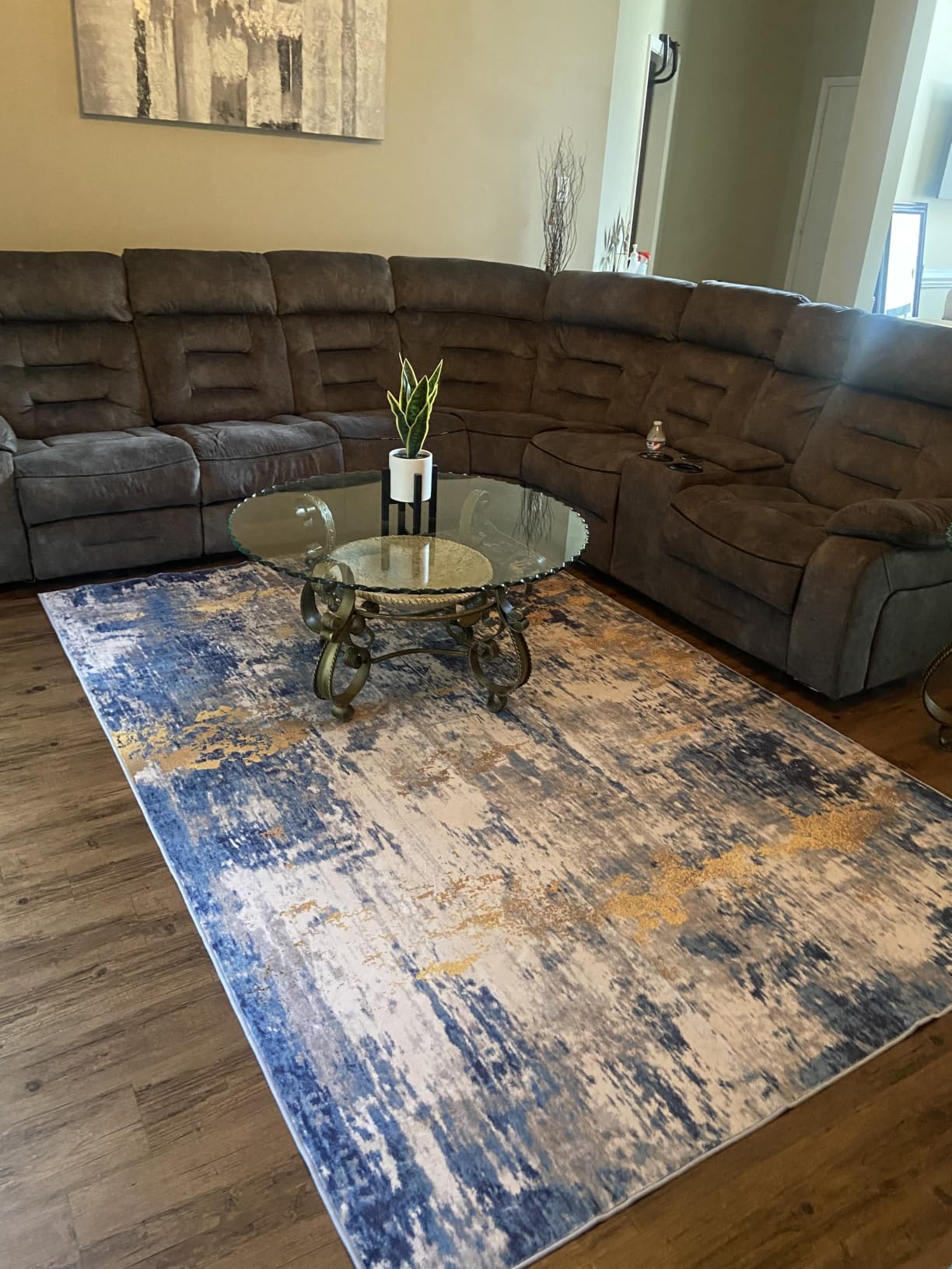 RELEANY Washable 5'x7' Abstract Area Rug for Living Room Blue Gray customer photo 2