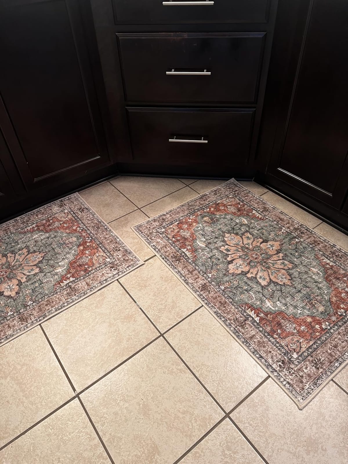 RELEANY Washable Area Rug, Large 9'x12', Brick/Brown/Green customer photo 2