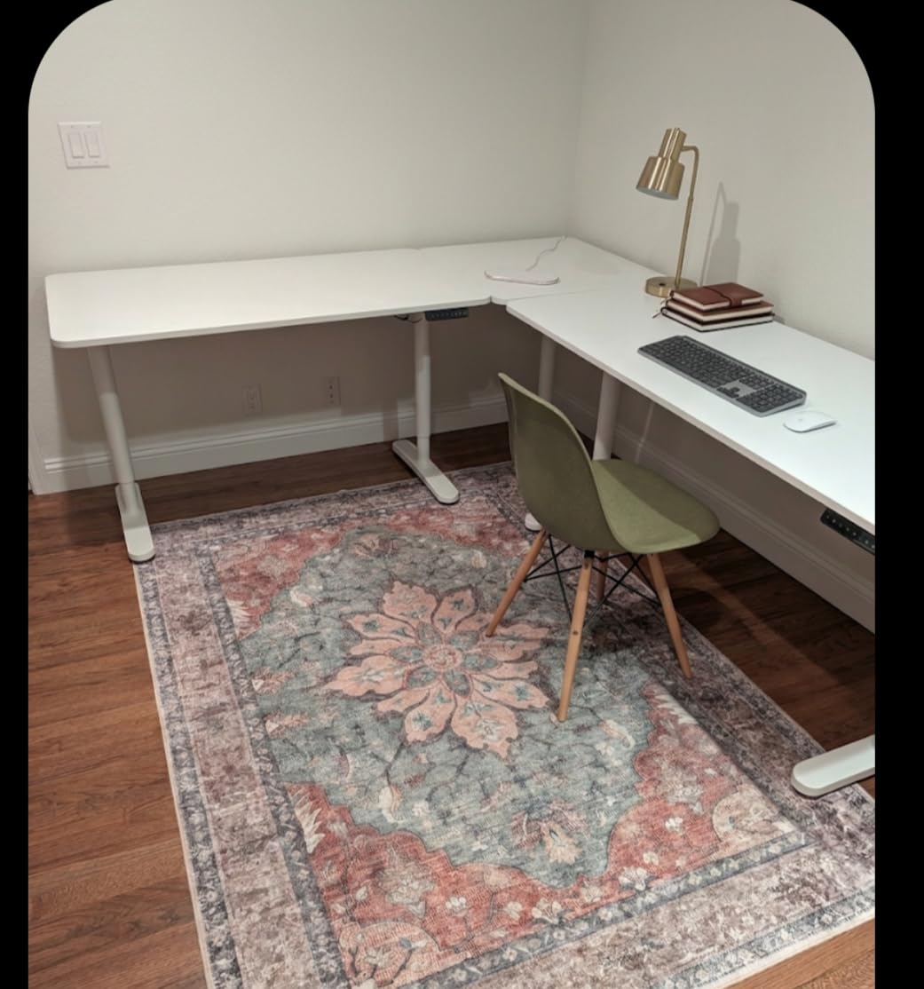 RELEANY Washable Area Rug, 3'x5', Brick/Brown/Green customer photo 2