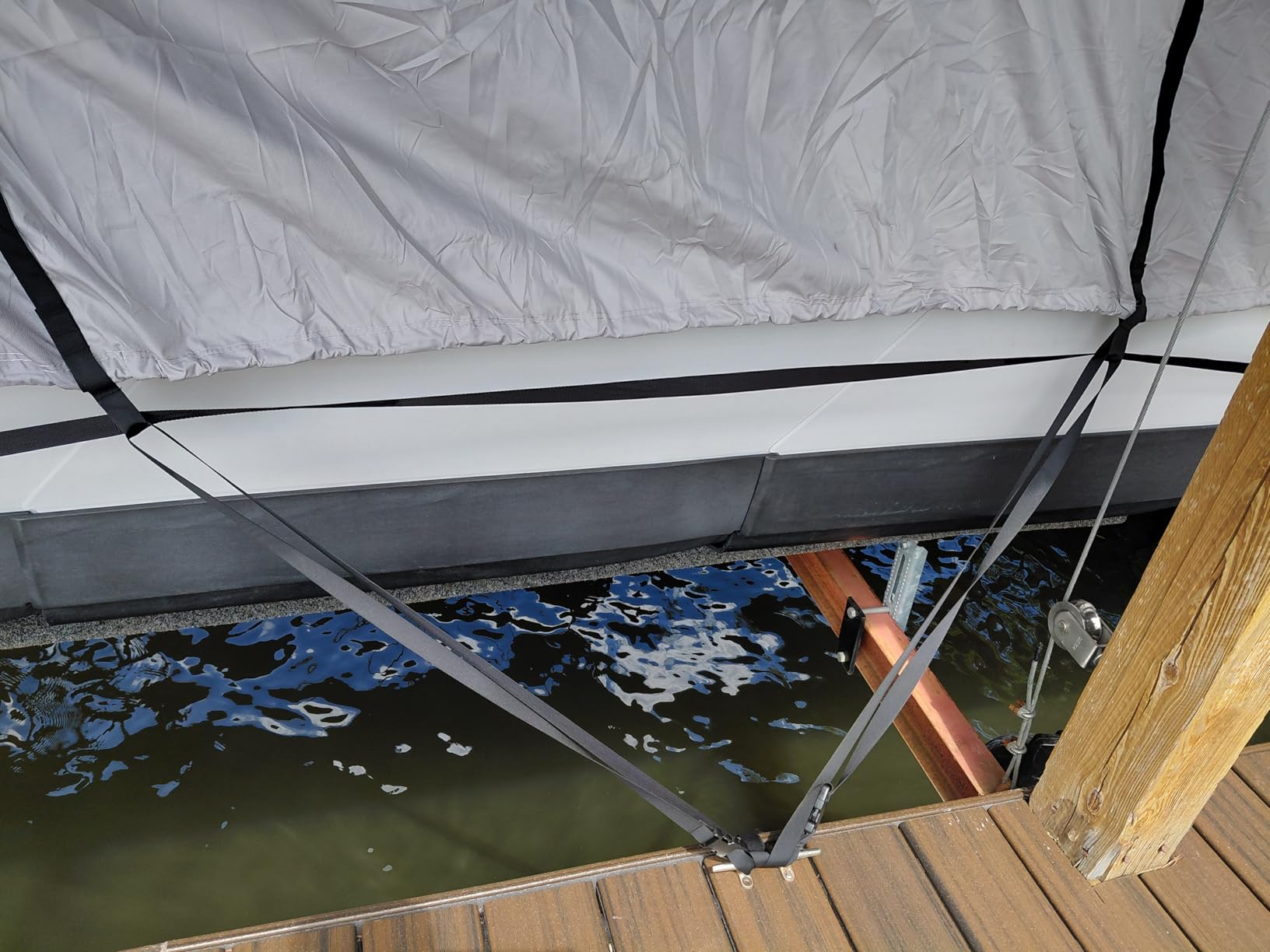 RVMasking Pontoon Boat Cover, 1400D Reinforced, Motor Cover, 21-24ft, Gray customer photo 2