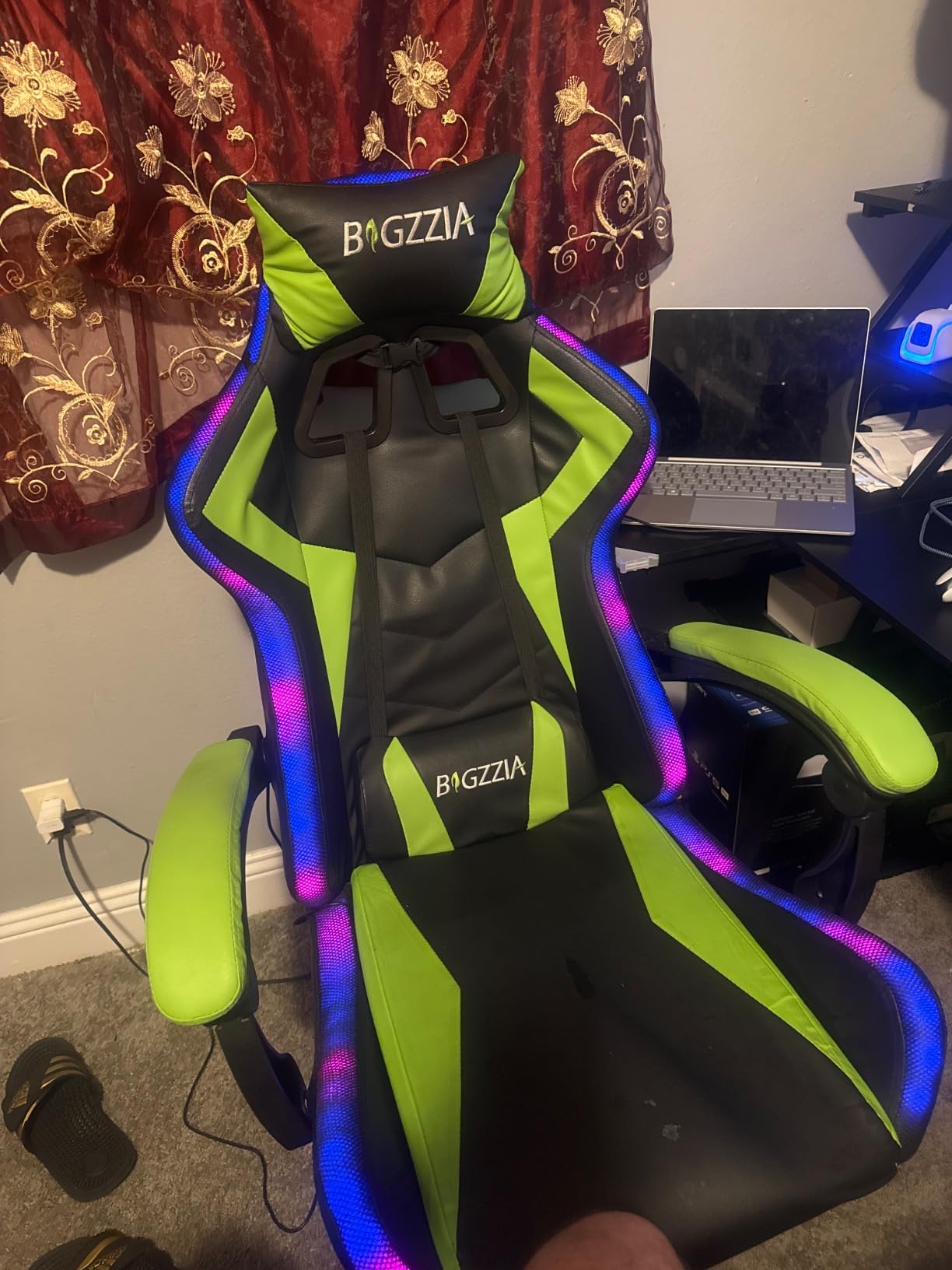 Bigzzia Gaming Chair with RGB LED Lights for Kids & Adults(Black/Blue) customer photo 2