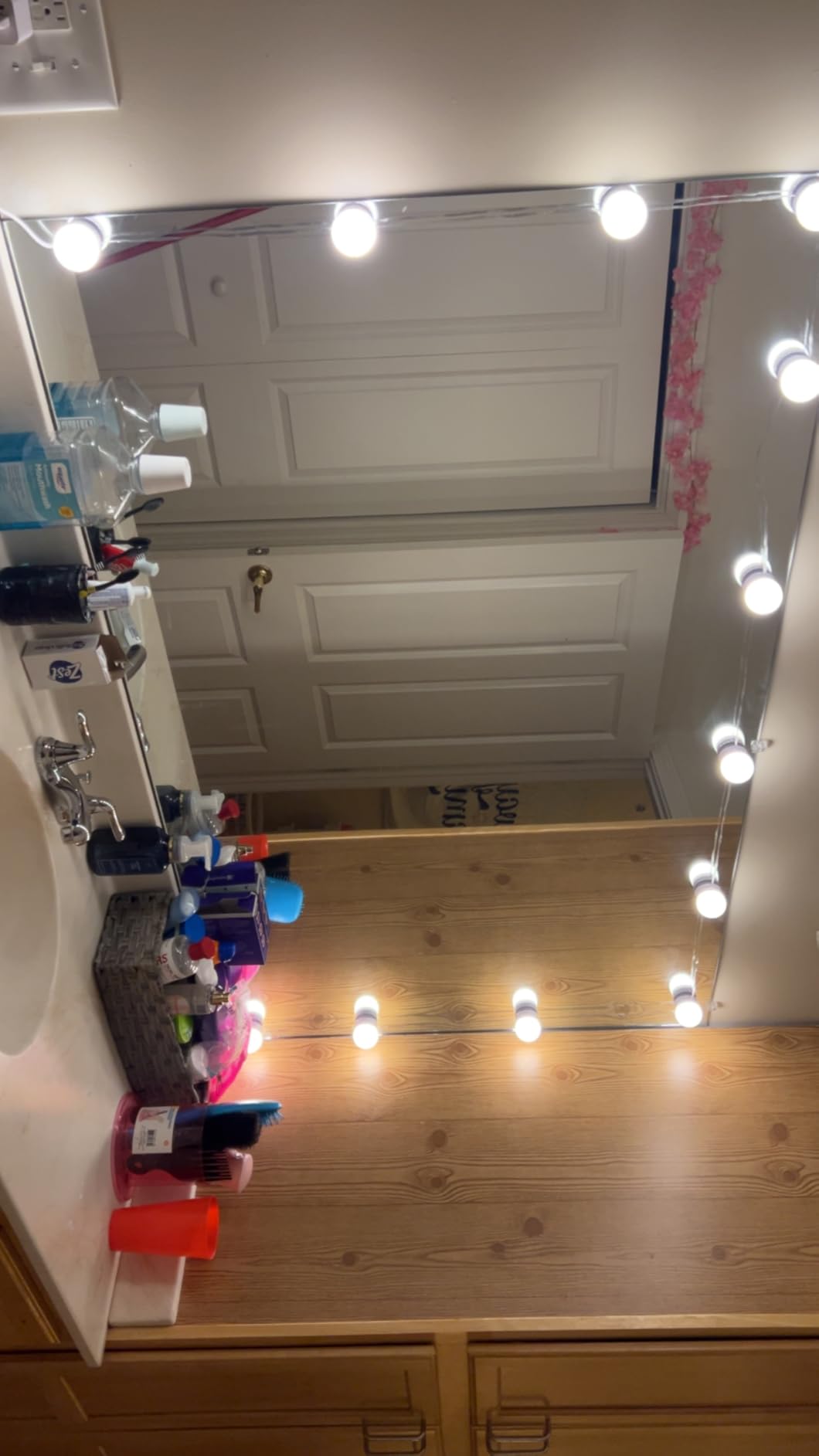 LED Vanity Mirror Lights with 12 Stick On Dimmable Bulbs, 3000K 4500K 6500K & 10 Brightness Levels Adjustable, Plug in USB Cable, Hollywood Style Mirror Lights for Makeup Desk Bathroom Dressing Room customer photo 2
