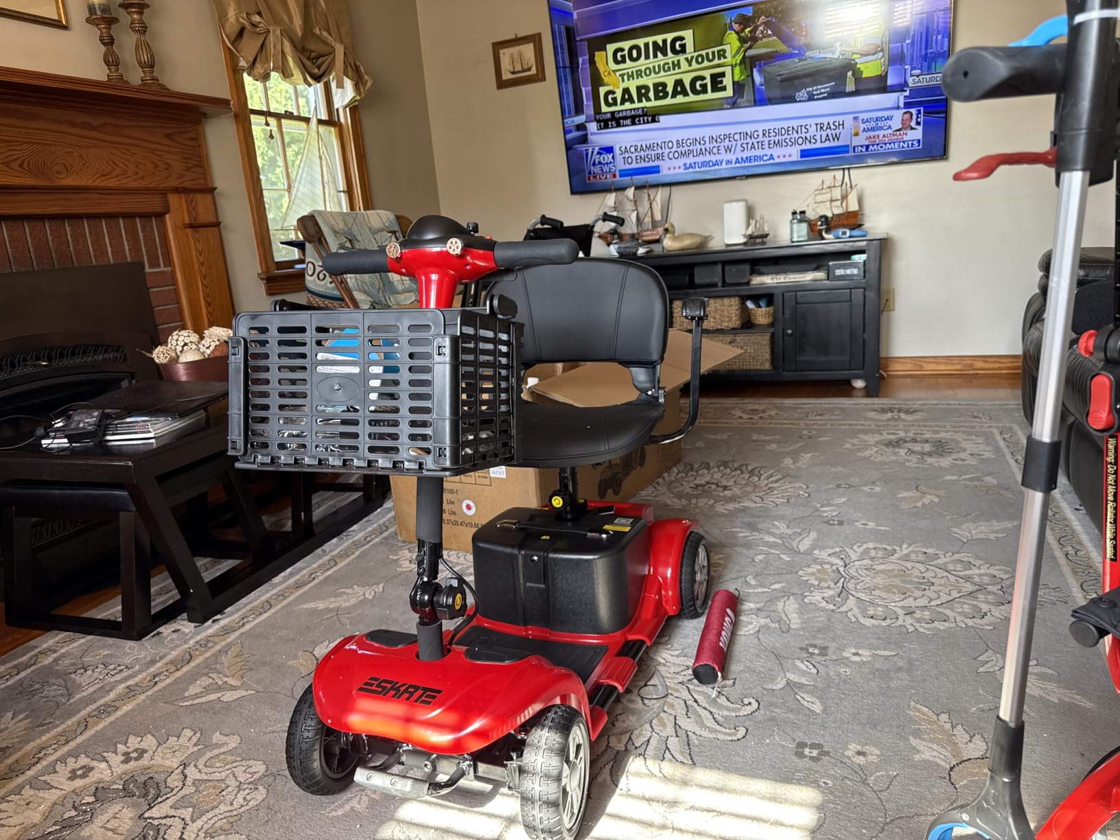 Mobility Scooter for Adults, Senior, 4 Wheels Electric Powered Chargeable Device for Travel, Lightweight and Portable, with LED Headlights and Basket, Charger Included (RED) customer photo 1