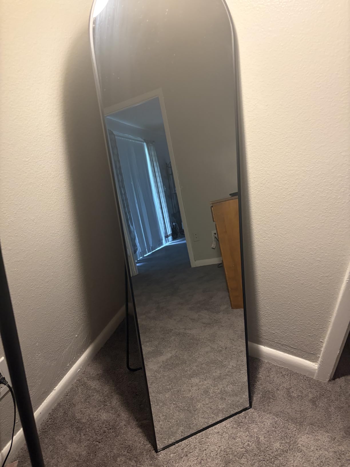 Delma Arched Full Length Mirror with Stand, Black Floor Mirror customer photo 1