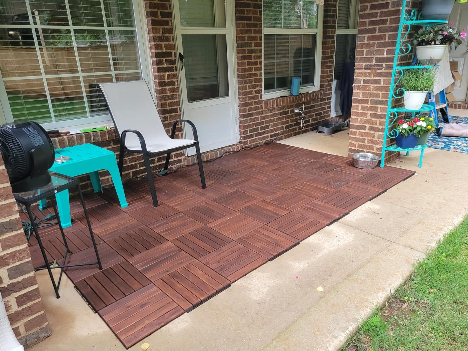 THYOI Premium Deck Tiles, 10 Pcs Patio Flooring - Black - Crossed Pattern customer photo 1
