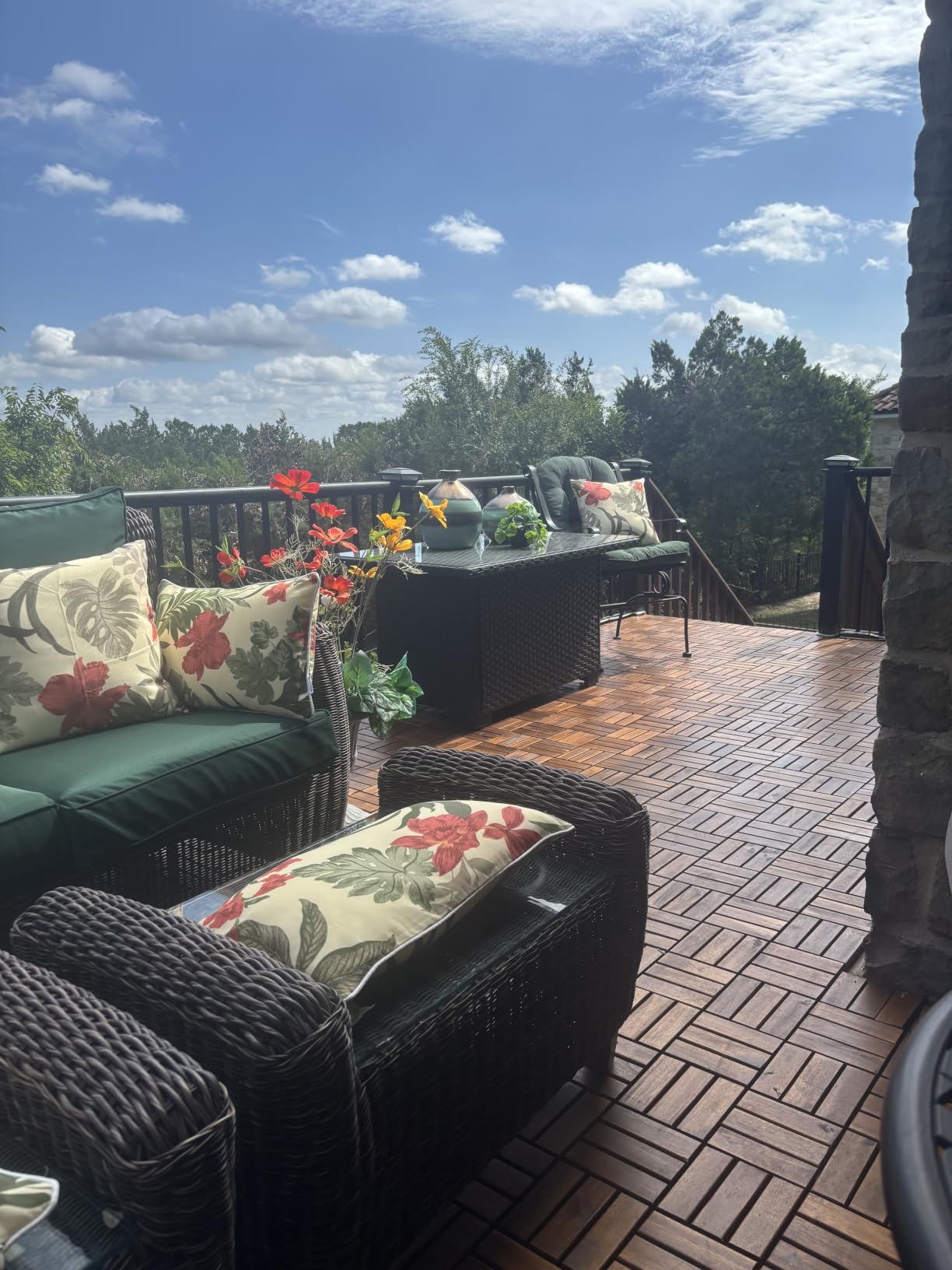 THYOI Premium Deck Tiles, 10 Pcs Patio Flooring - Black - Crossed Pattern customer photo 2