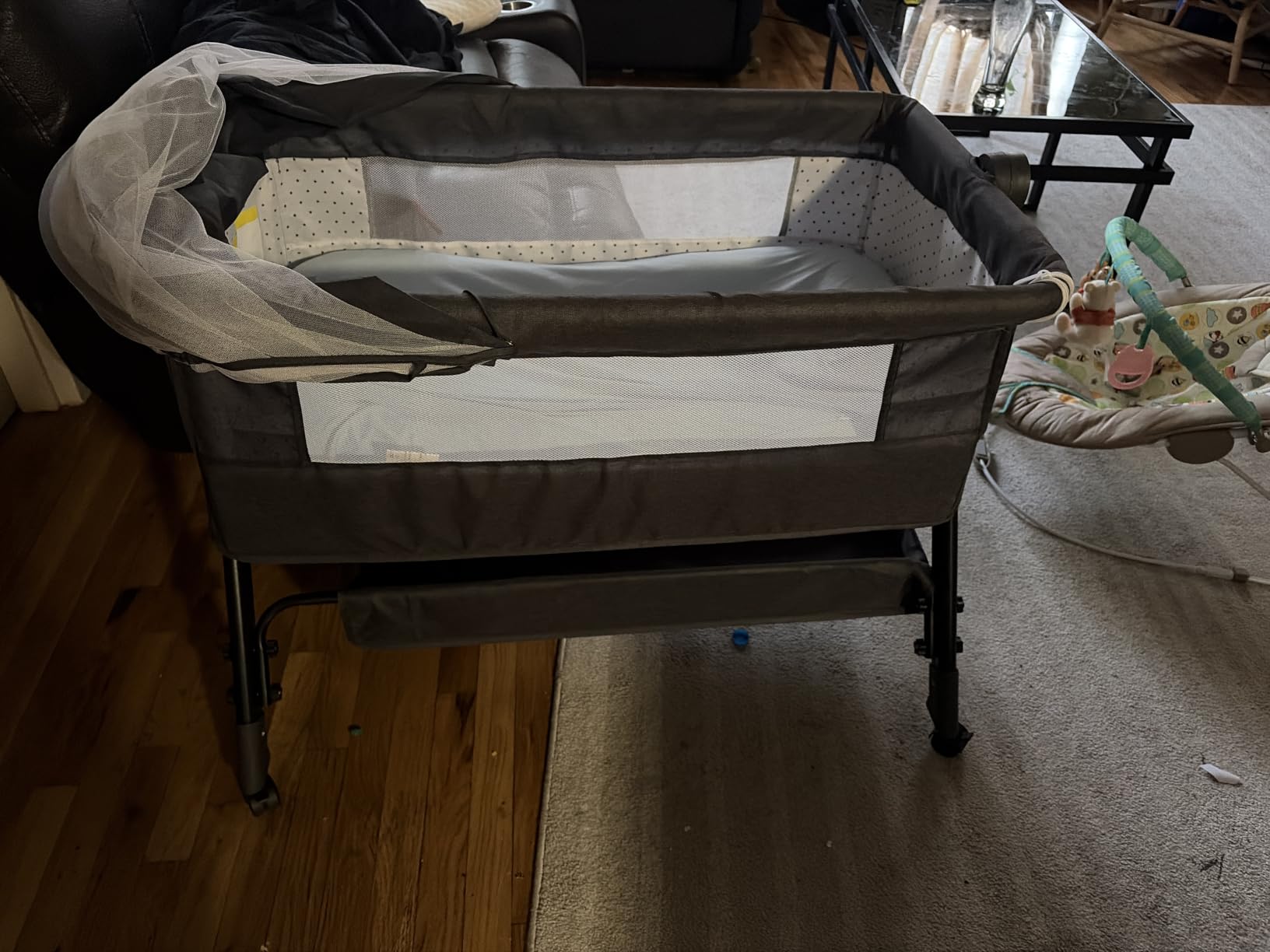 BCOL Baby Bassinet, Bedside Bassinet for Baby, 3 in 1 Bassinet Bedside Sleeper with Wheels, Mosquito Net, Adjustable Easy Folding Portable Bed for Infant Newborn (Dark Grey) customer photo 1