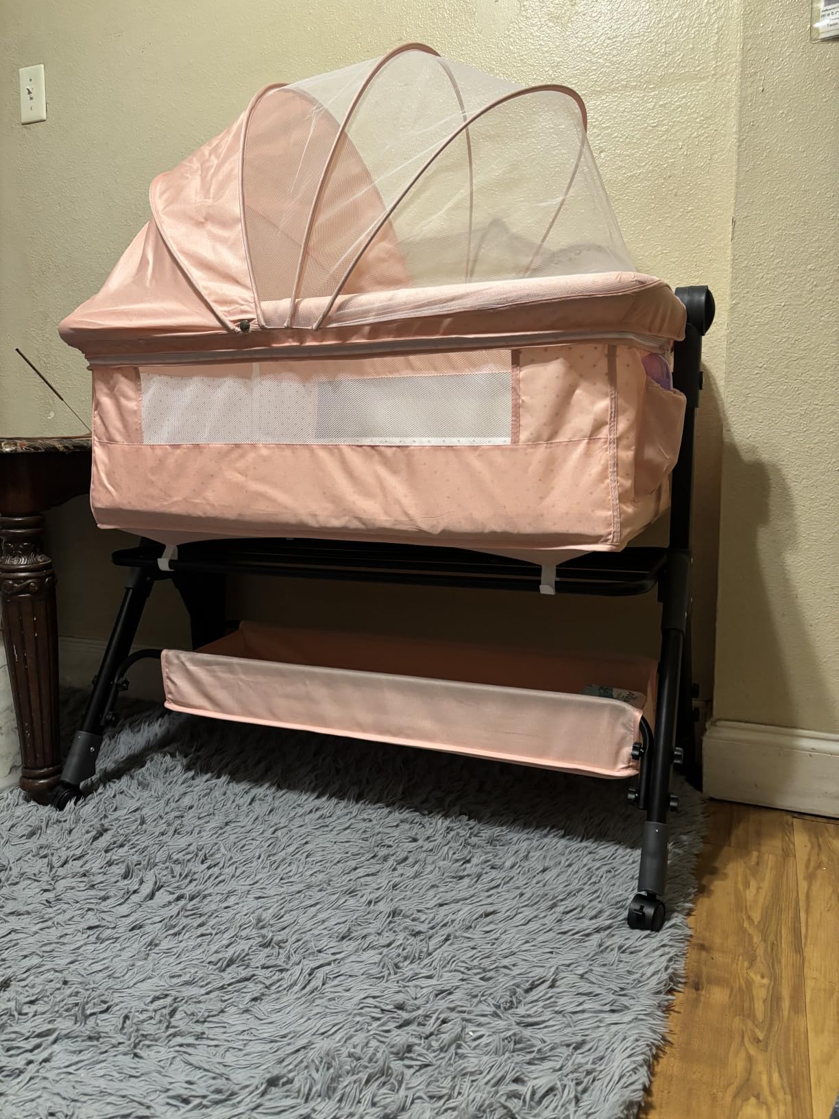 BCOL Baby Bassinet, Bedside Bassinet for Baby, 3 in 1 Bassinet Bedside Sleeper with Wheels, Mosquito Net, Adjustable Easy Folding Portable Bed for Infant Newborn (Dark Grey) customer photo 2