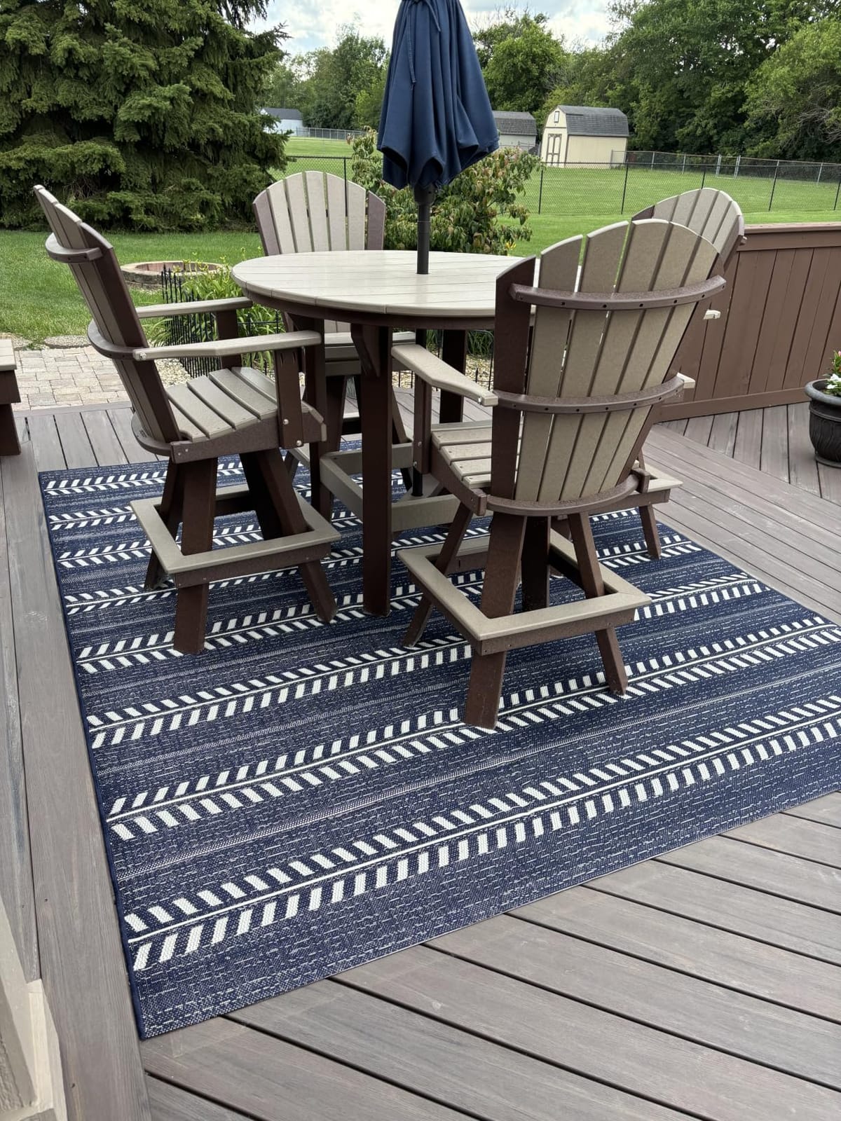 Gertmenian Indoor/Outdoor Flatweave Area Rug - 5x7 Standard, Stain & UV Resistant, Ideal for Deck, Patio, Poolside, Mudroom - Moran Striped Cream, Beige, 25463 customer photo 2