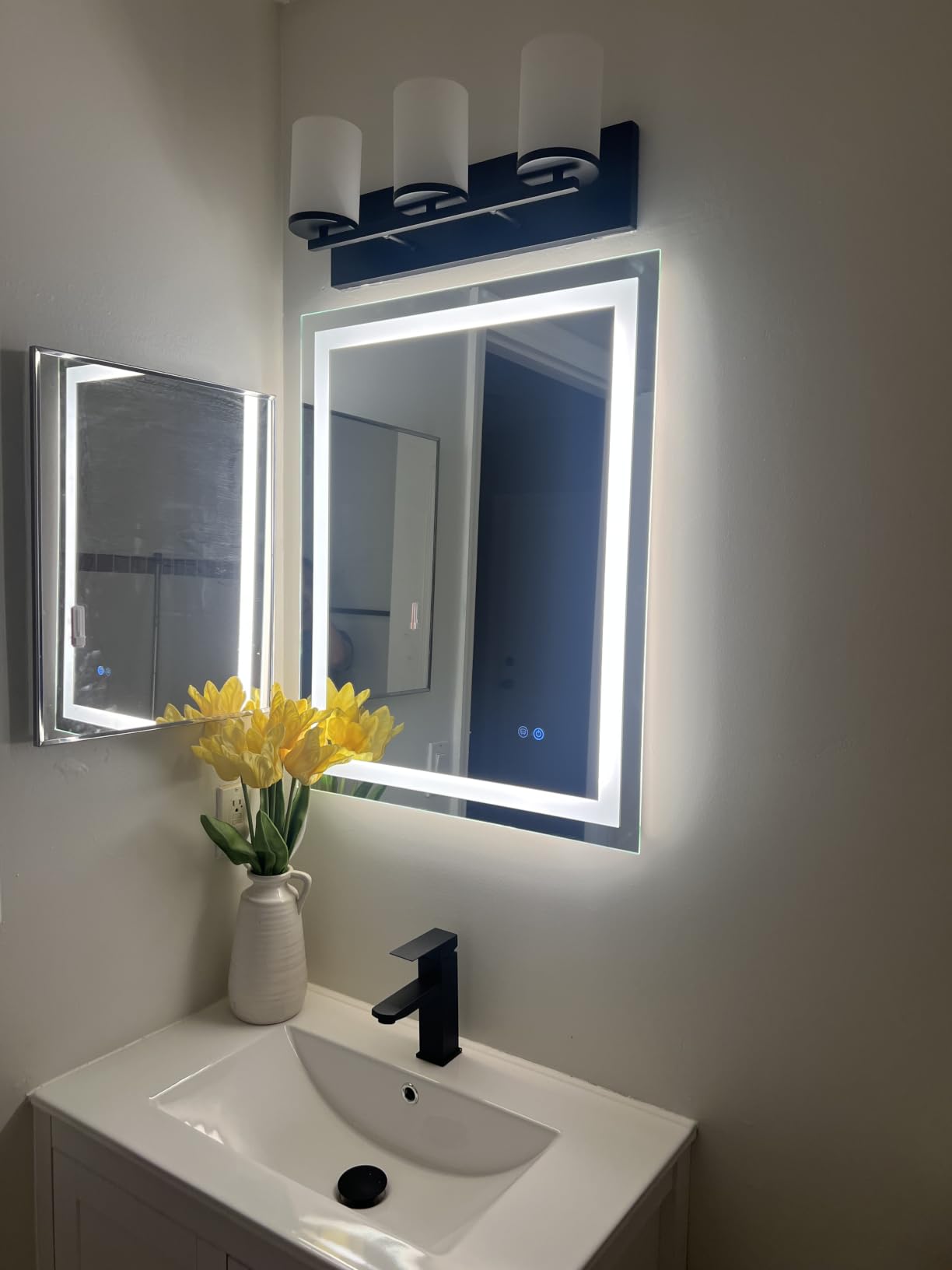 Keonjinn 24x36 Inch LED Bathroom Mirror with Lights, Frontlit & Backlit customer photo 2