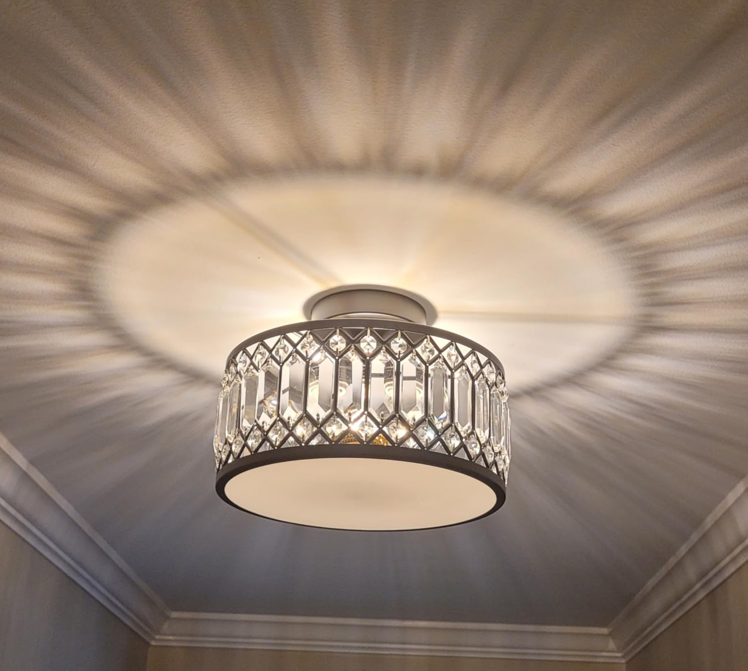Pevfah Crystal Black Ceiling Light, 1-Light Semi Flush Light Fixture, 9 in customer photo 1