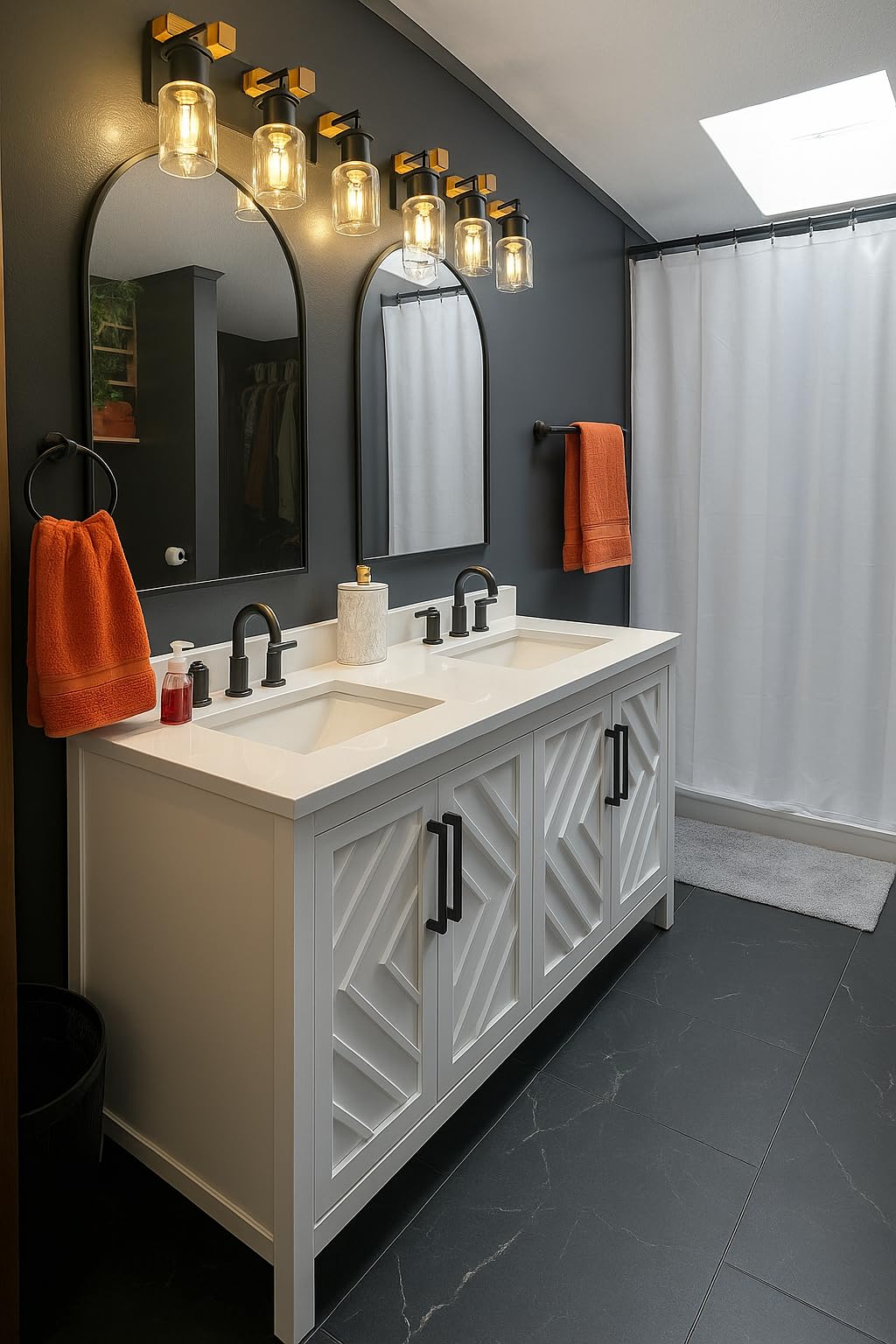 VooBang Arched Wall Mirror, 30 x 38 inch Arch Bathroom Mirror Black customer photo 2