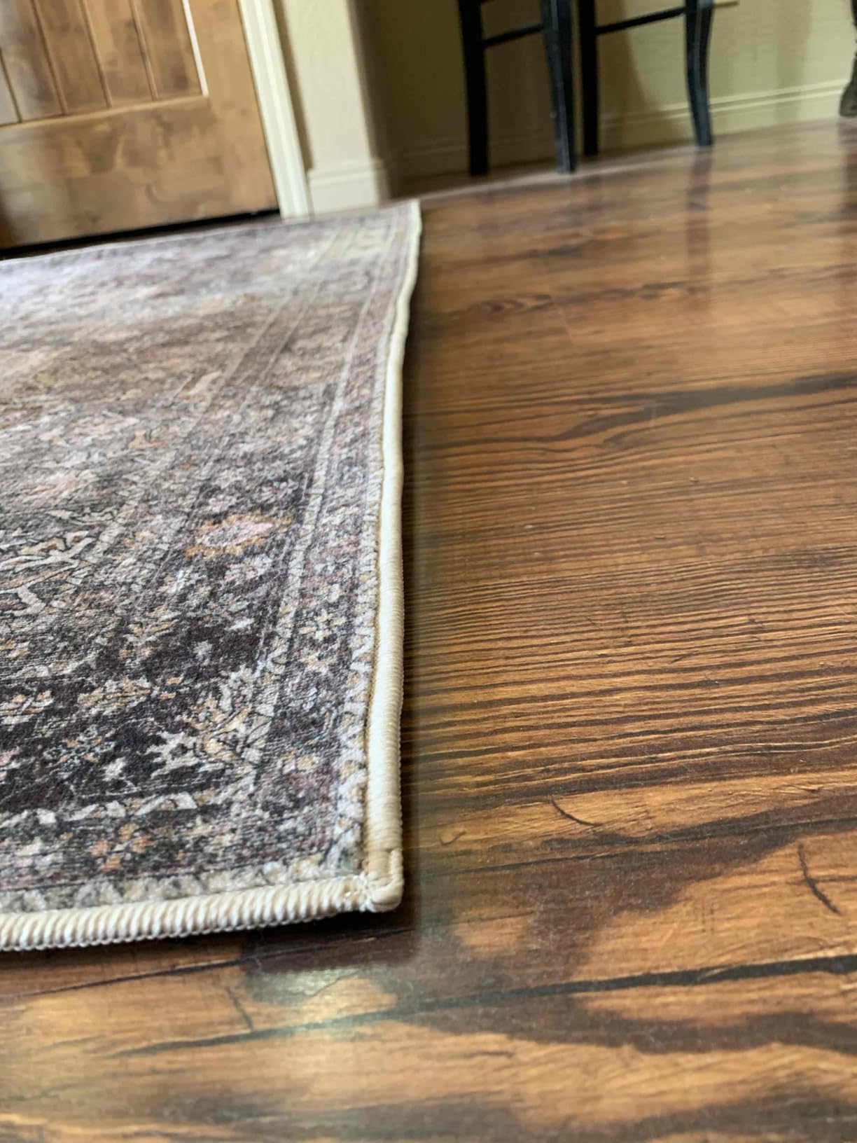 Bavni 5x7 Area Rugs for Living Room, Machine Washable Rug Non Slip, Vintage Chenille Distressed Print Carpet, Large Low Pile Ultra-Thin Lightweight Rugs for Bedroom, Dining Room, Office, Nut Brown customer photo 2