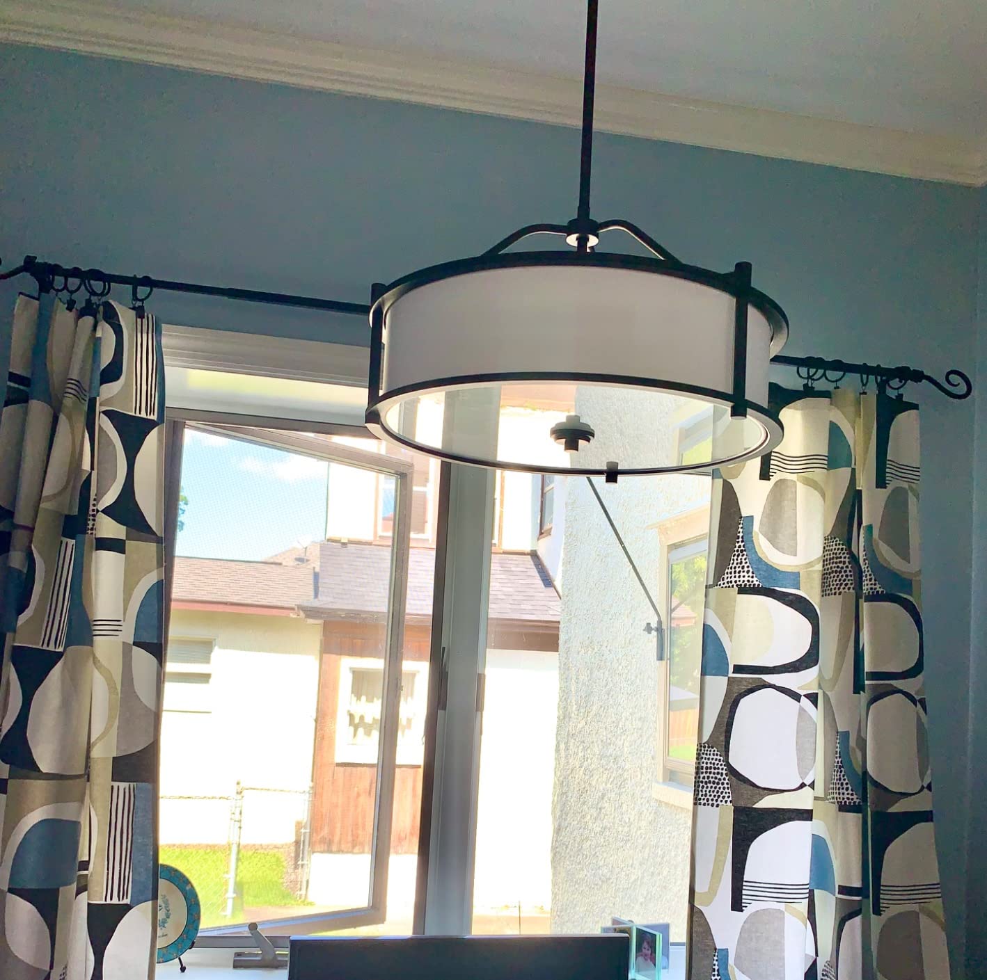 XiNBEi Lighting Drum Chandelier Black Pendant Light for Living Dining Room customer photo 1