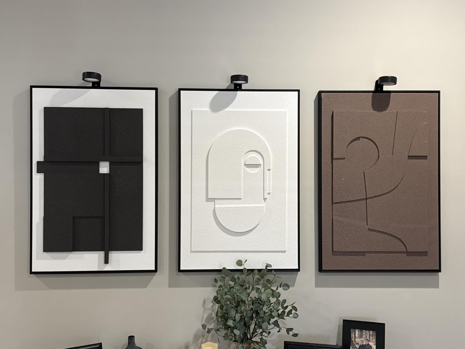3D Textured Framed Abstract Wall Art Set, 3 Piece Modern Artwork, 16x24 In customer photo 2