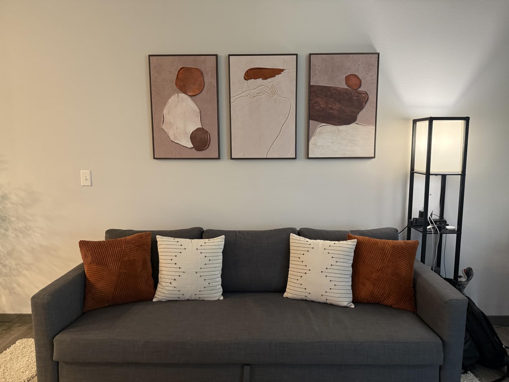 Large Framed Neutral Abstract Wall Art for Living Room,Set of 3, 24x36 In customer photo 1