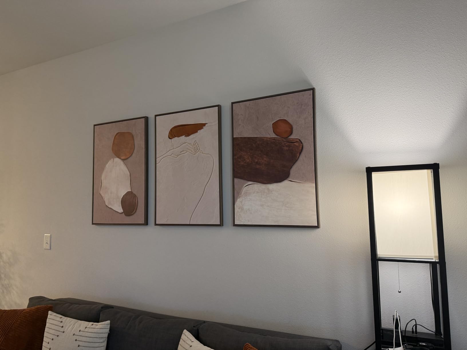 Framed Modern Minimalist Neutral Abstract Wall Art, Set of 3, Each 16x24 In customer photo 1