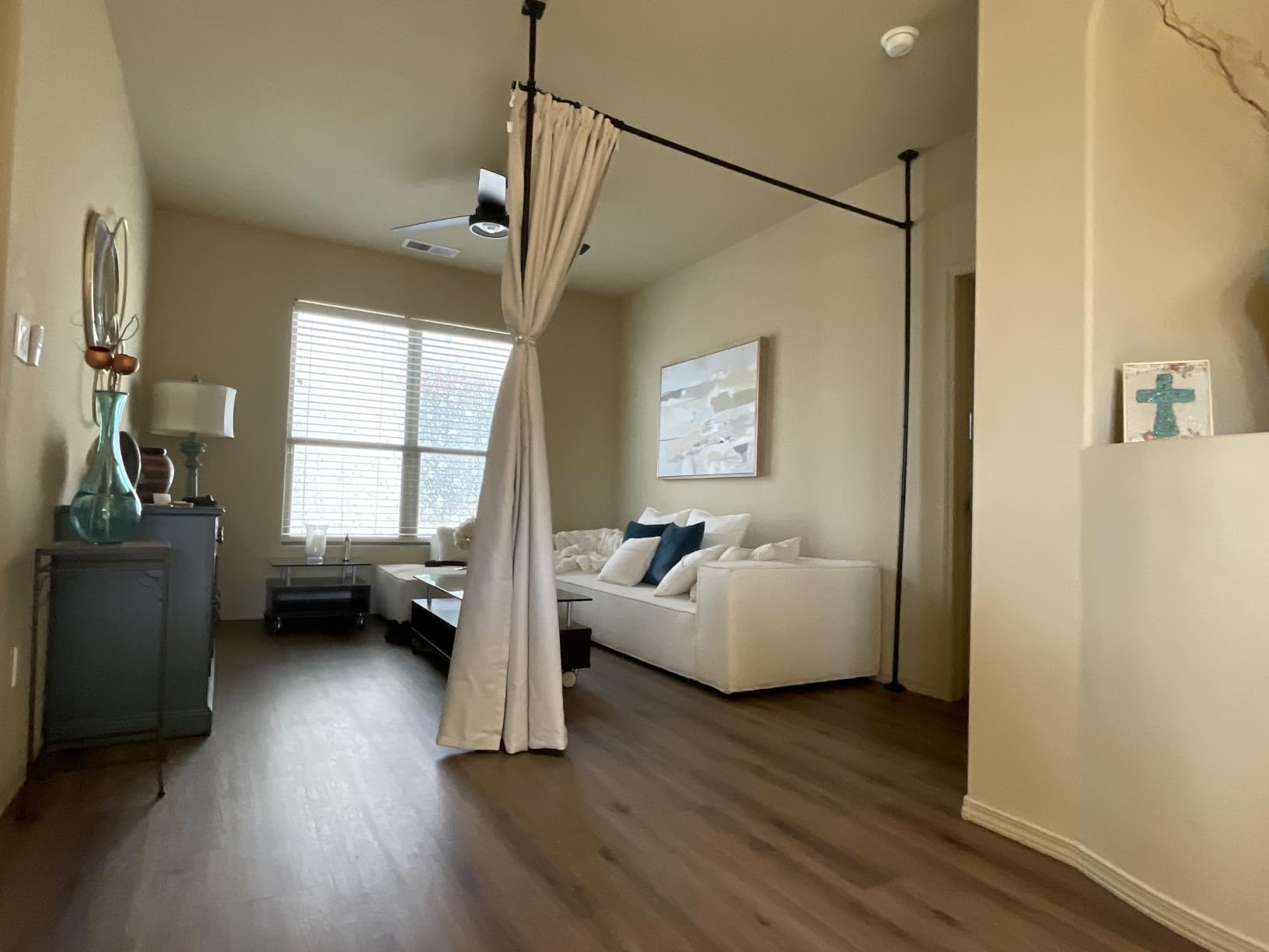 SUNALLY Room Divider for Separation 28-114in(W) Privacy Wall Divider, Black customer photo 2