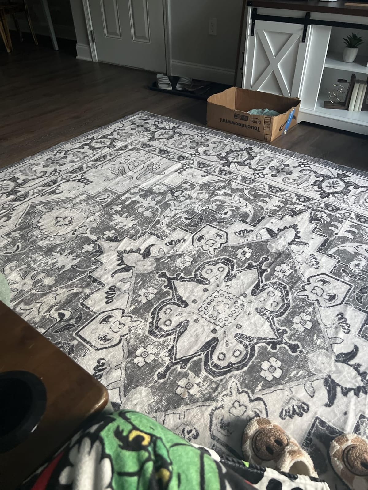 Lessymo 8 x 10 Area Rugs for Living Room, Machine Washable Rug Grey White customer photo 1