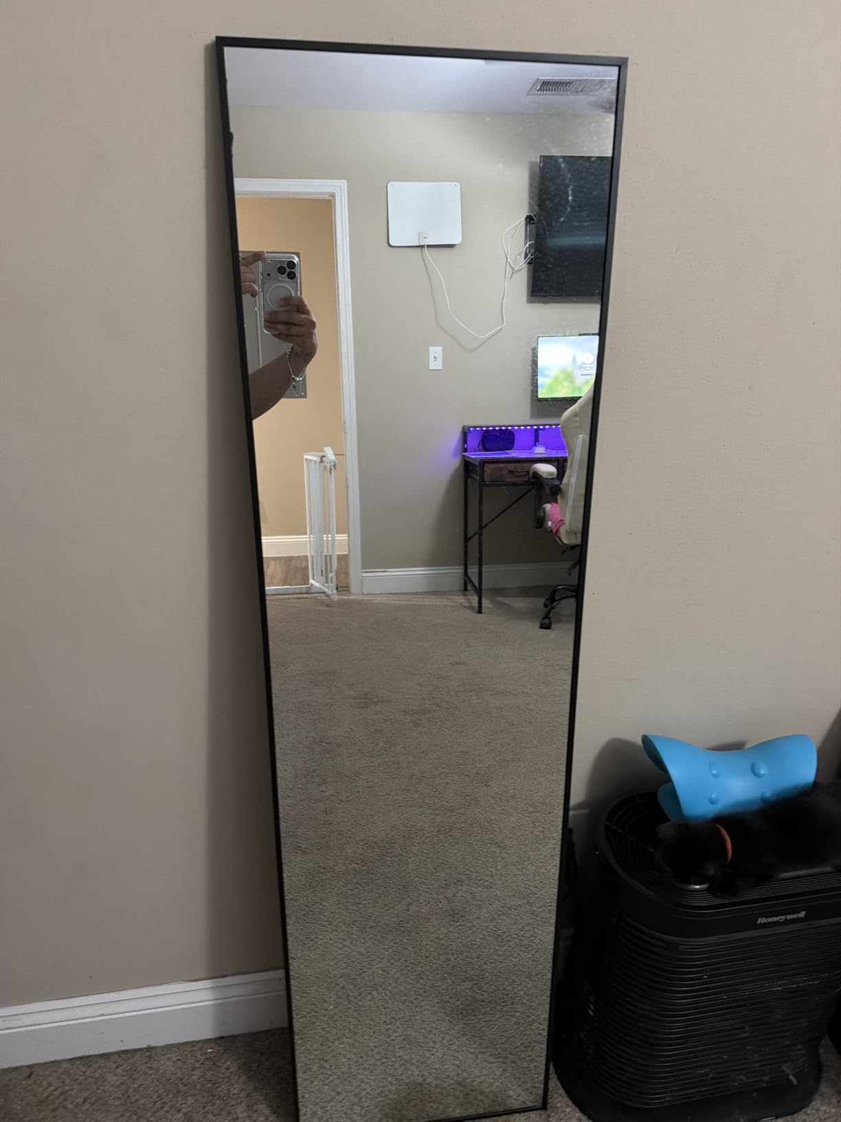 Delma Full Length Mirror with Stand, 69x24 Gold Floor Mirror customer photo 2