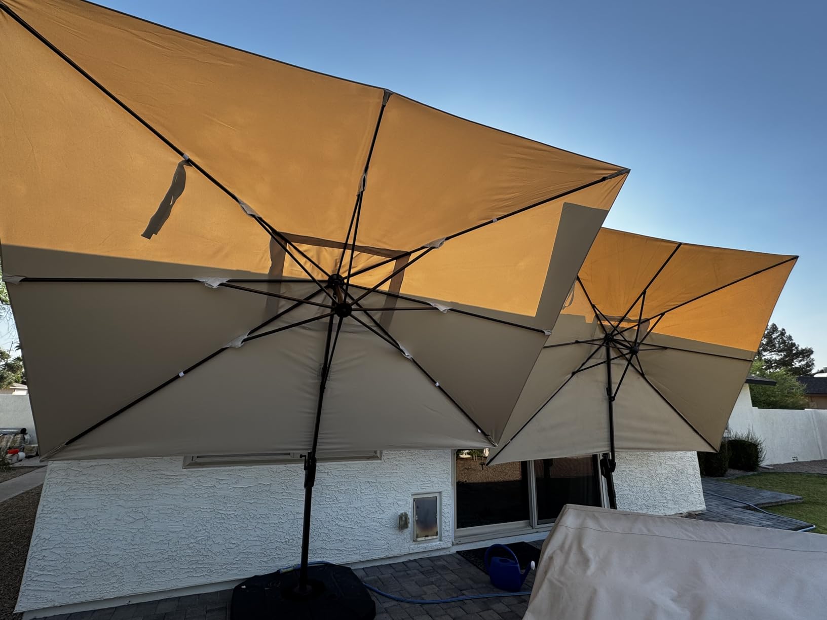 9' X 12' Cantilever Patio Umbrella Rectangular Outdoor Umbrellas | Heavy Duty Aluminum Frame, Waterproof Canopy, 7 Tilts Adjustable, 360°Rotation, for Deck Pool Garden Backyard, Beige customer photo 1