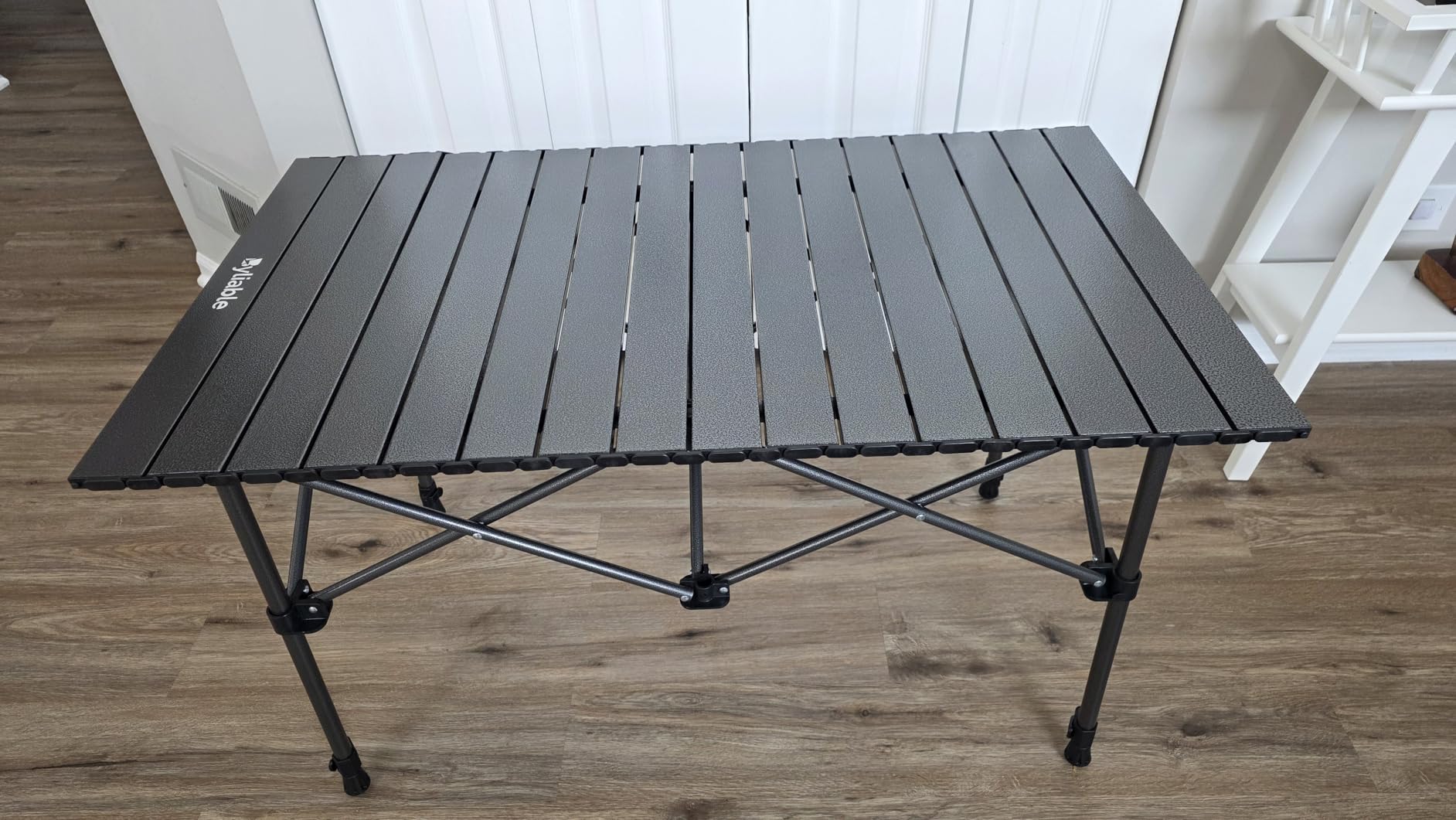 Byliable Folding Camping Table, Portable Aluminum Adjustable Height, Black customer photo 1