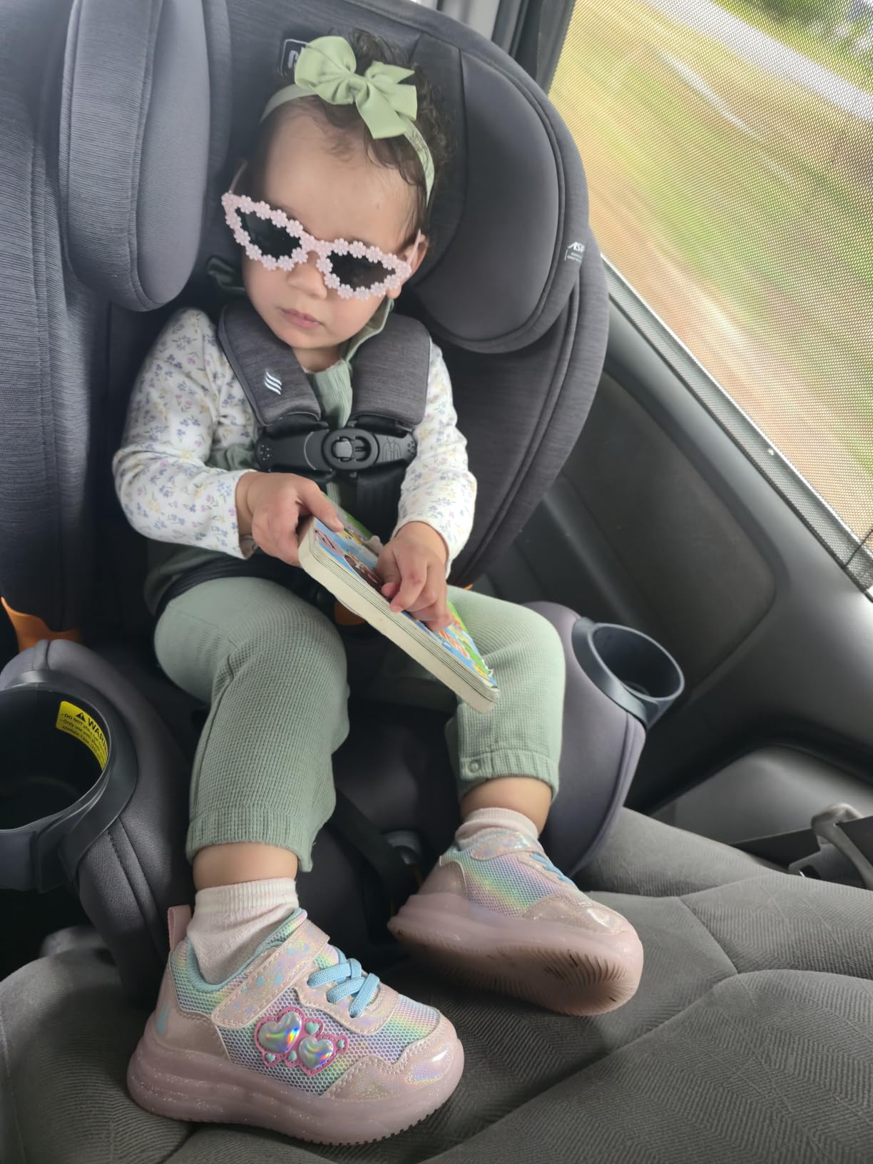 Chicco OneFit LX All-in-One Convertible Booster Car Seat, 5-100 lbs | Lupine/Purple, flame retardant-free ClearTex, GREENGUARD Gold, LeverLock install, slim toddler car seat, ASIP customer photo 1