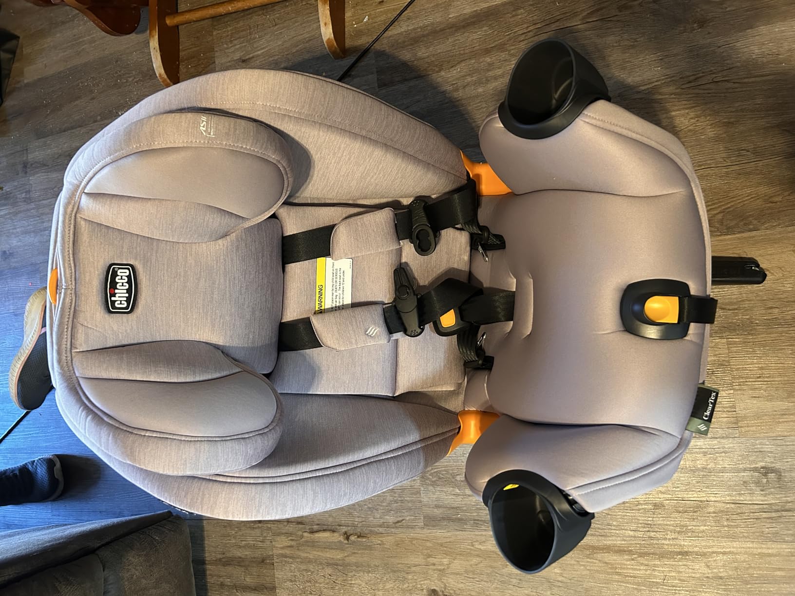 Chicco OneFit LX All-in-One Convertible Booster Car Seat, 5-100 lbs | Lupine/Purple, flame retardant-free ClearTex, GREENGUARD Gold, LeverLock install, slim toddler car seat, ASIP customer photo 2