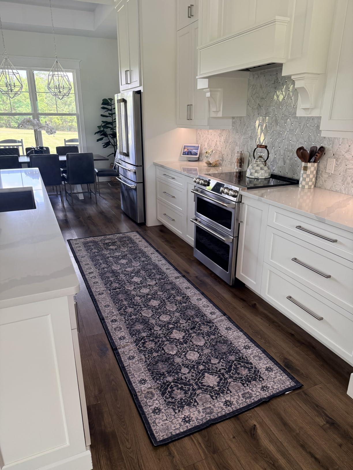 8x10 Living Room Rug for Family- Washable Oriental Stain Resistant Rugs for Bedroom Nursery Non Slip Ultra Soft Carpet for Dining Room Medallion Farmhouse Home Decor Floor Decoration Mat (8x10 Beige) customer photo 2