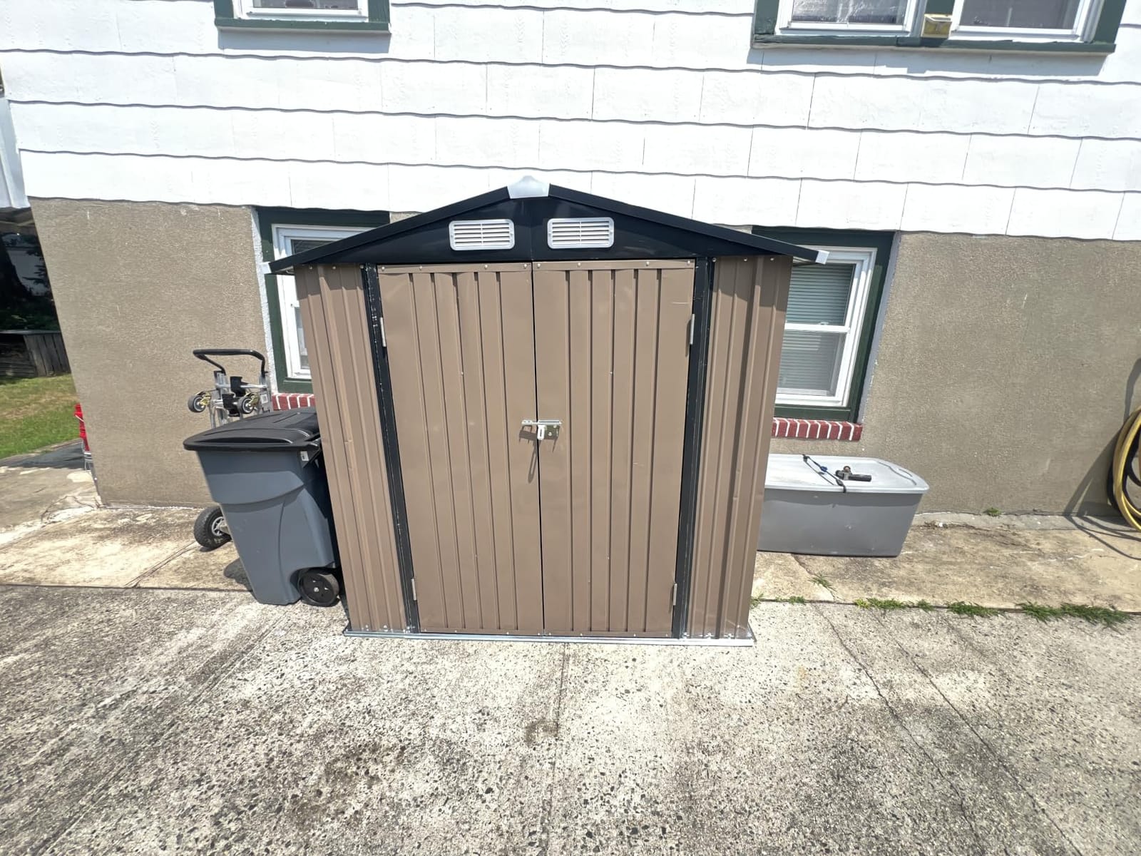 Aoxun 6.2x4 FT Shed Outdoor Storage Shed, Brown | Metal Shed with Lockable Doors & Sloping Roof Garden Tool Shed for Backyard, Patio, Poolside customer photo 1