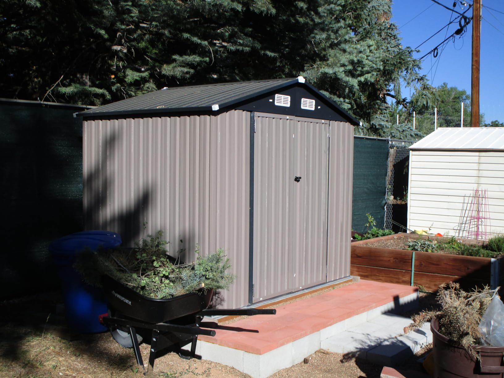 Aoxun 6.2x4 FT Shed Outdoor Storage Shed, Brown | Metal Shed with Lockable Doors & Sloping Roof Garden Tool Shed for Backyard, Patio, Poolside customer photo 2