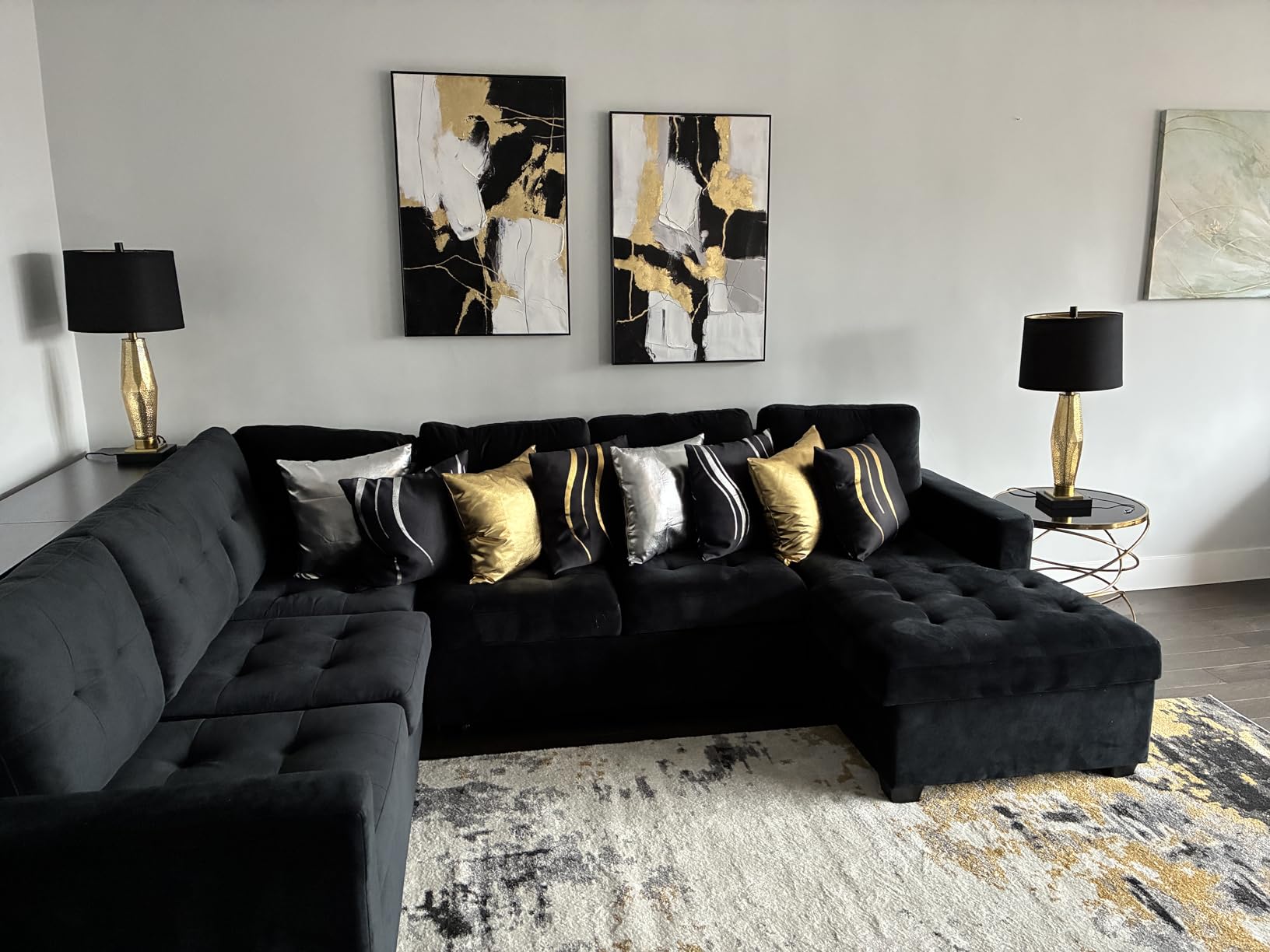 SAFERRYHOME Neutral Abstract Beige,Gray and Black Wall Art Set of 2,24