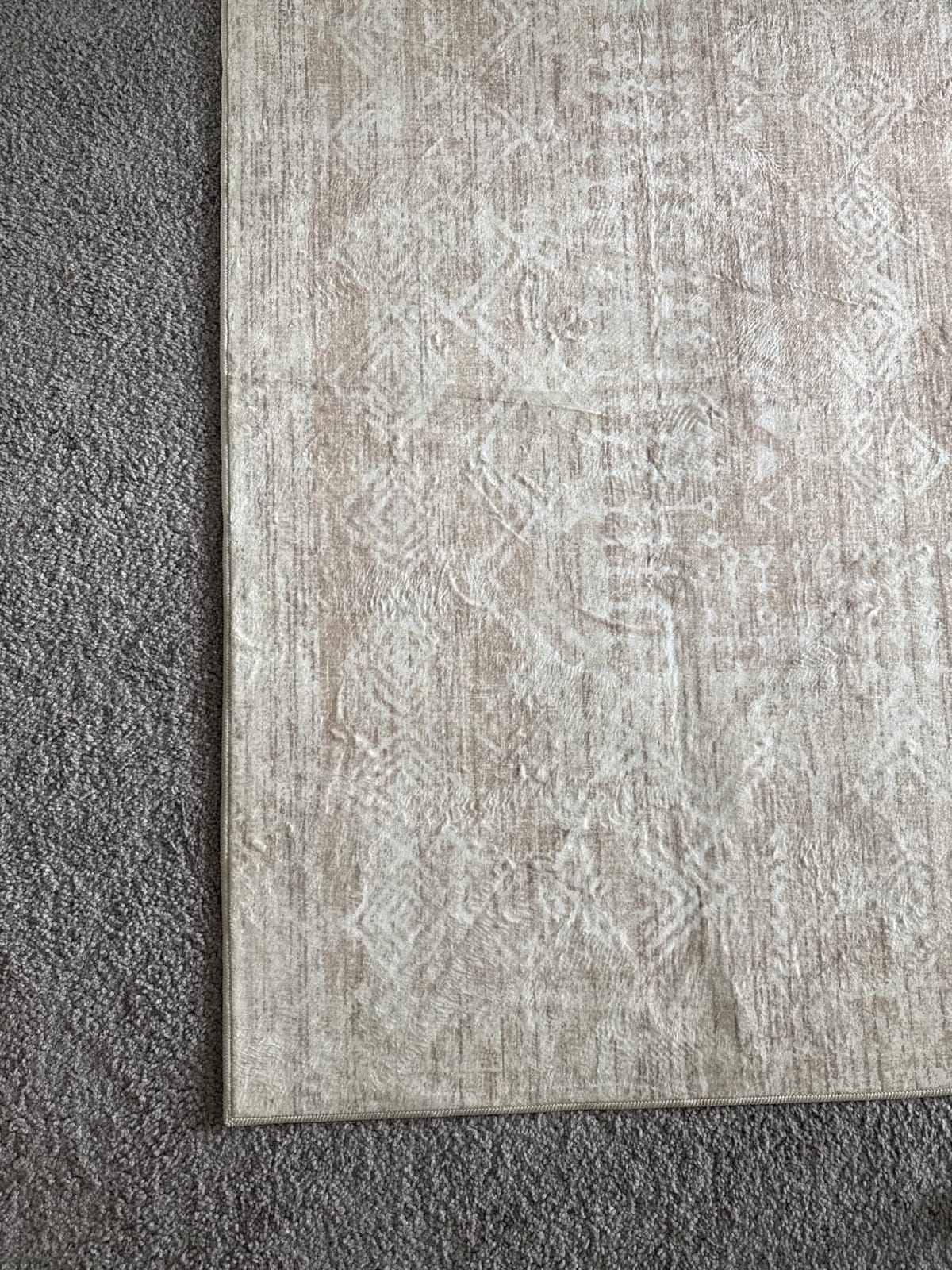 Living Room Rugs 8x10: Washable Moroccan Geometric Boho Rug Farmhouse Non Slip Stain Resistant Large Rug Low Pile Soft Carpet for Bedroom Dining Room Children Room (Beige,8'x10') customer photo 2