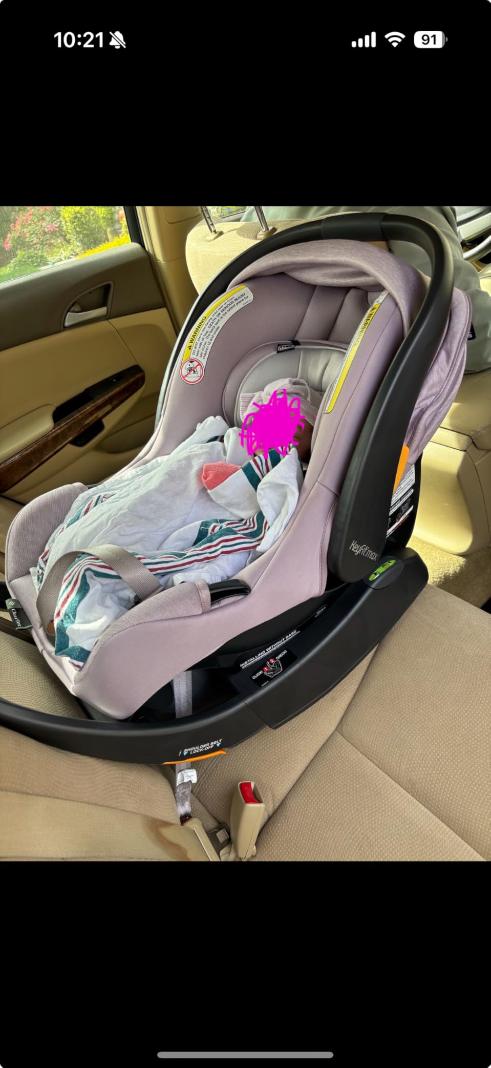Chicco KeyFit Max ClearTex Infant Car Seat and Base, Rear-Facing, 4-30 lbs | Lupine/Purple, flame retardant-free ClearTex, GREENGUARD Gold, stroller-compatible customer photo 1