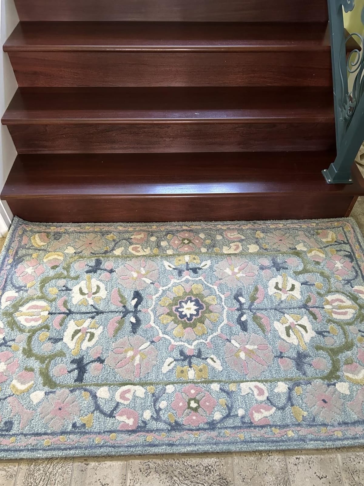 Rug Barn Tali Hand-Tufted Wool & Silk Area Rug - 5x8 Ft, Sage Green with Blush Pink & Blue Floral Medallion Vine Pattern, Handmade Designer Carpet with Cotton Backing for Living Room, Bedroom & Office customer photo 1