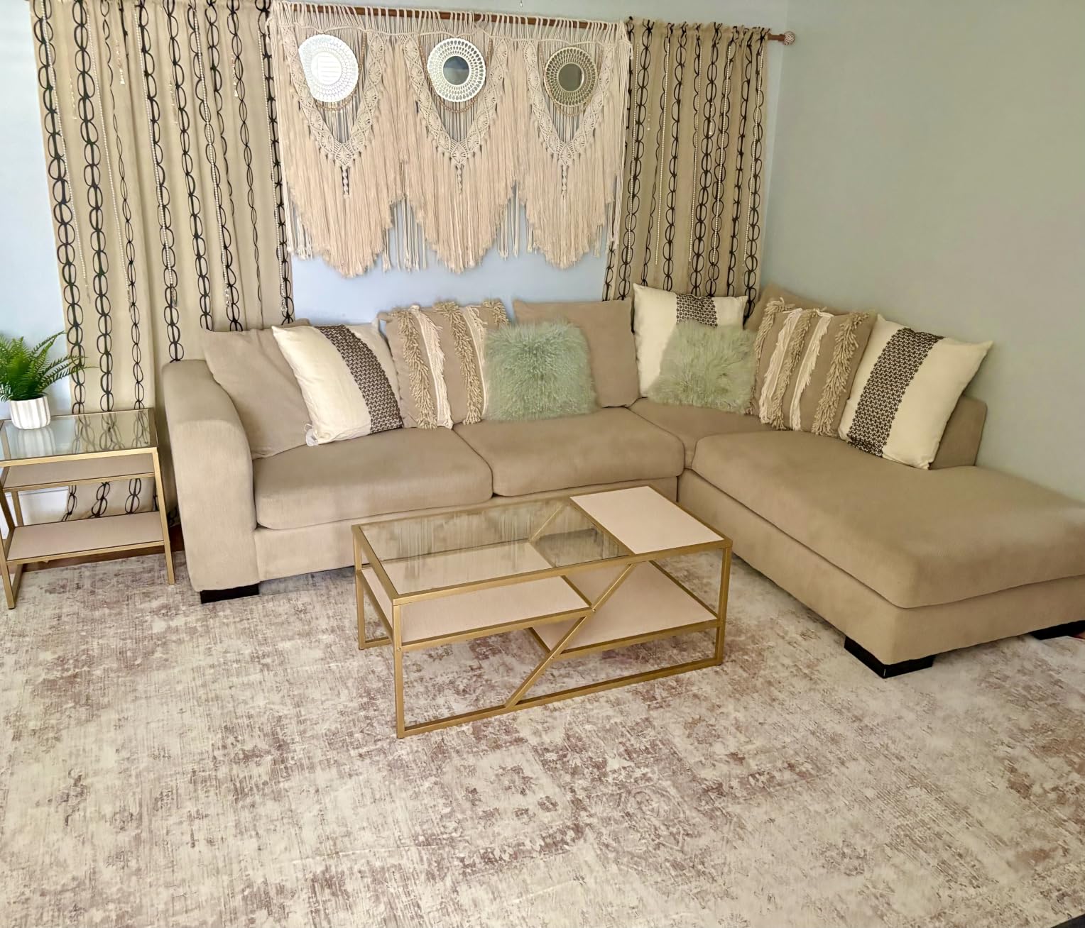 Area Rug 8x10 Washable Rug, Vintage Boho Medallion Rugs Non-Slip Soft Low Pile Large Distressed Rug Indoor Retro Carpet for Living Room Bedroom Dining Room Office Children's Room(Beige, 8'x10') customer photo 2