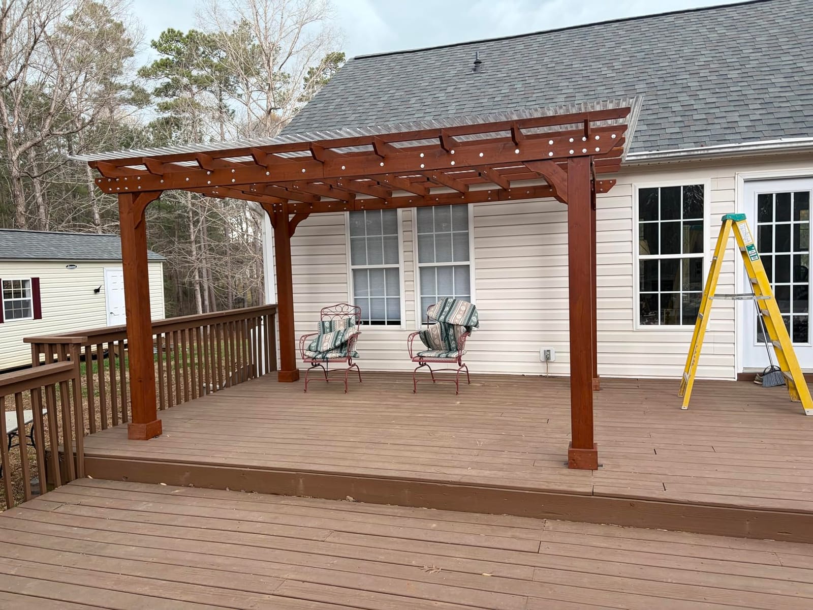 BlueWish 10' x 12' Patio Pergola, Cedar Wood Pergolas with Solid Structure, Pergola Kits, Outdoor Pergolas and Gazebos with Slatted Trellis Roof for Deck Backyard Grill Party Garden customer photo 1