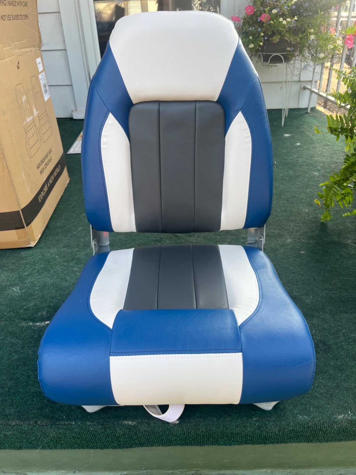Deluxe Marine High Back Folding Boat Seats 2 Pack, Waterproof Fishing Boat Captain Chairs, 4 Mounting Screws Included customer photo 1
